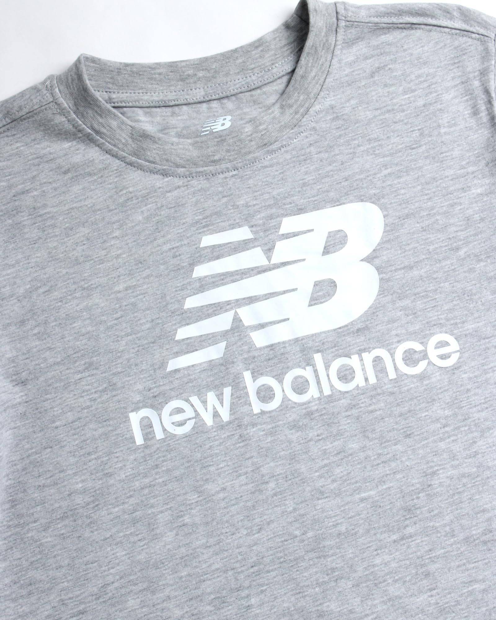 New Balance Boys' Cotton Core Stacked Logo Athletic T-Shirt - Youth Crewneck Short Sleeve Tee (Sizes 8-20) - Perfect for Sports, School & Casual Wear