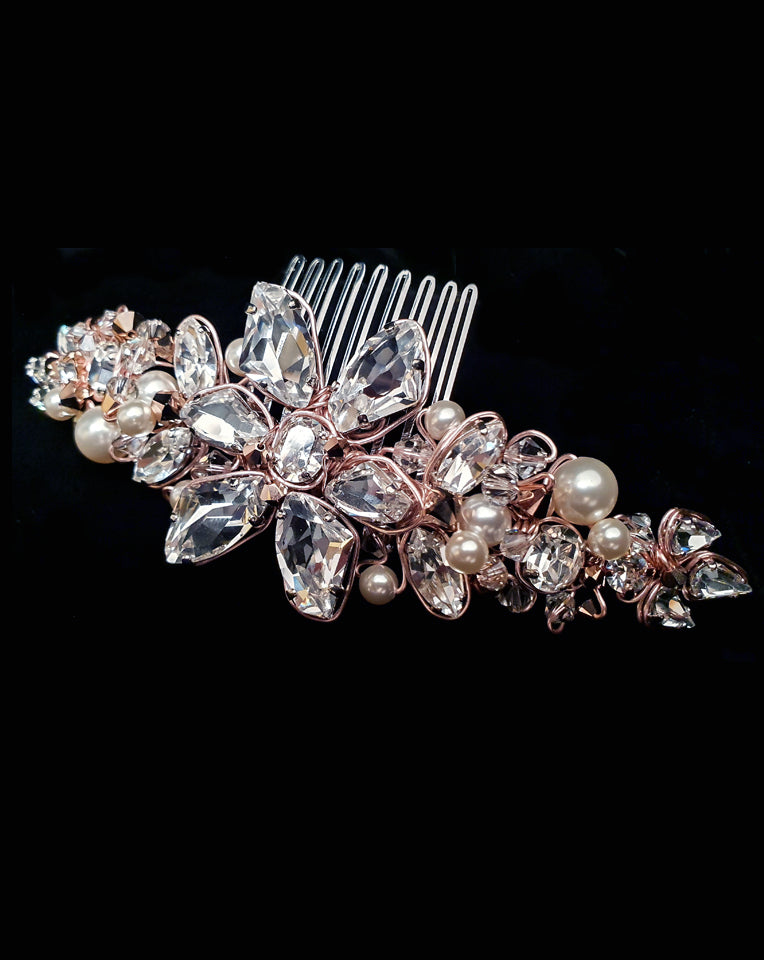 Elegant Bridal Hair Comb with Glamorous Large Crystals - Side Wedding Headpiece by Kezani | Perfect for Brides, Prom, and Formal Events