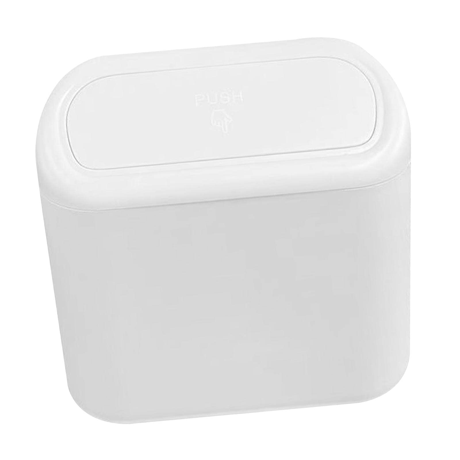 figatia Car Trash Can with Lid - Mini Vehicle Garbage Bin for Cars, Home & Office - Leakproof Auto Trash Container for Kitchen, Bedroom, Travel & Road Trips - White