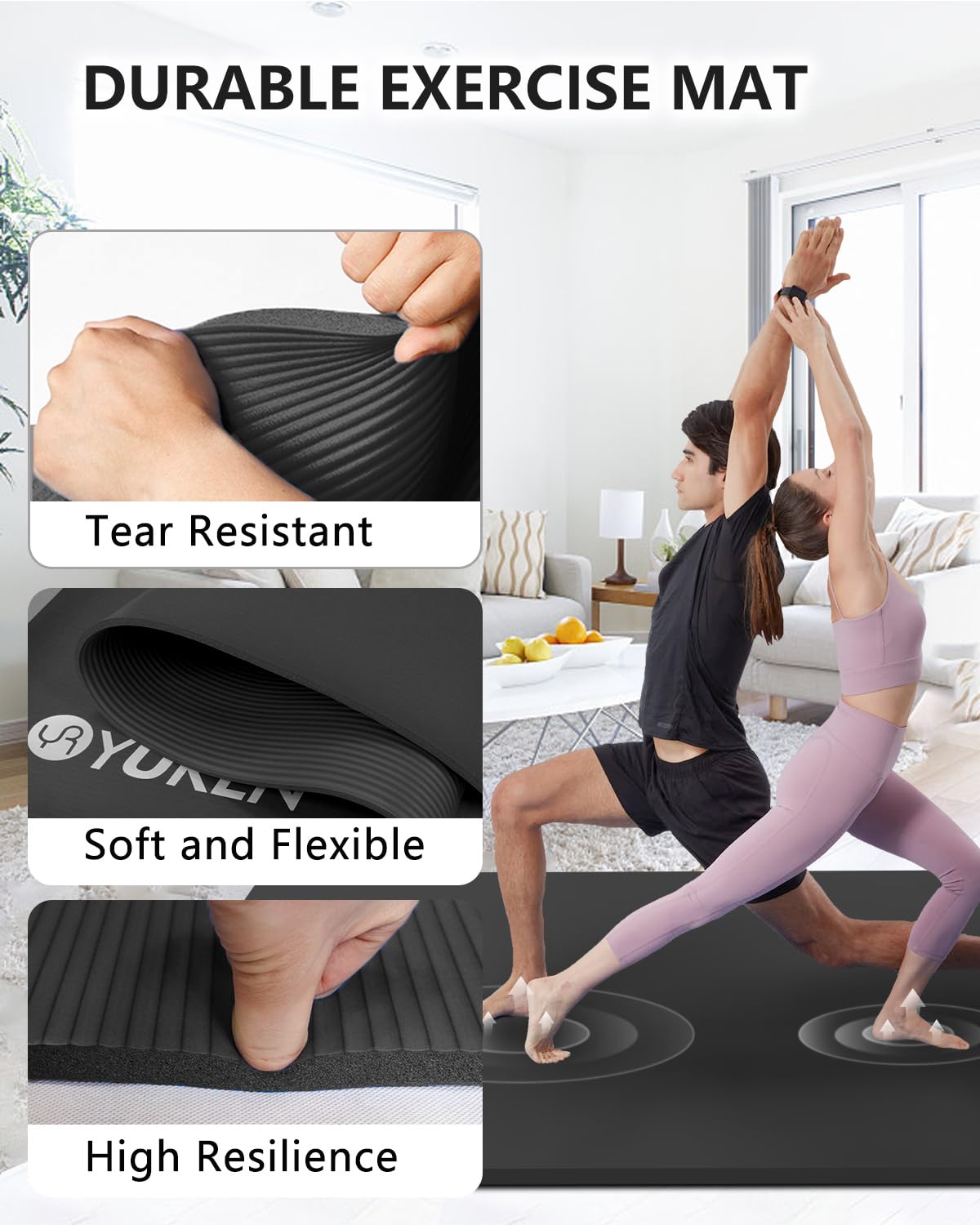 Premium 6'x4' Extra Large Yoga Mat - 2/5 Inch Thick Non-Slip Exercise Mat for Men & Women | Ideal for Home Gym, Yoga, Pilates, Meditation | Includes Convenient Carrying Bag | Perfect for Indoor Workouts, Studio Sessions & Outdoor Yoga Practice