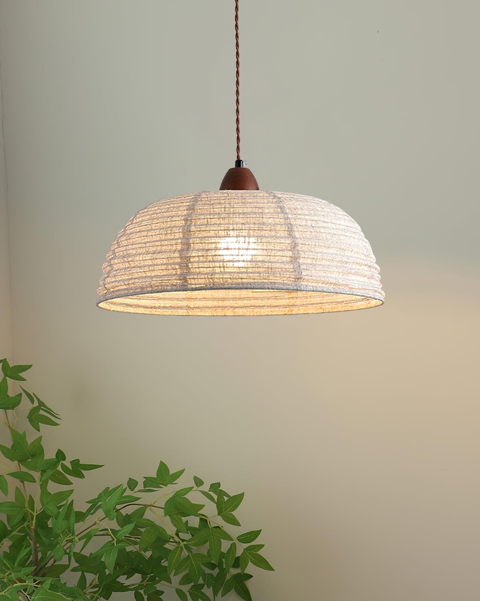 Modern Fabric Pendant Lamp - Handwoven Rattan Hanging Light for Dining Room, Bedroom, Living Room & Kitchen | Boho Chic Ceiling Fixture with Warm Ambient Lighting