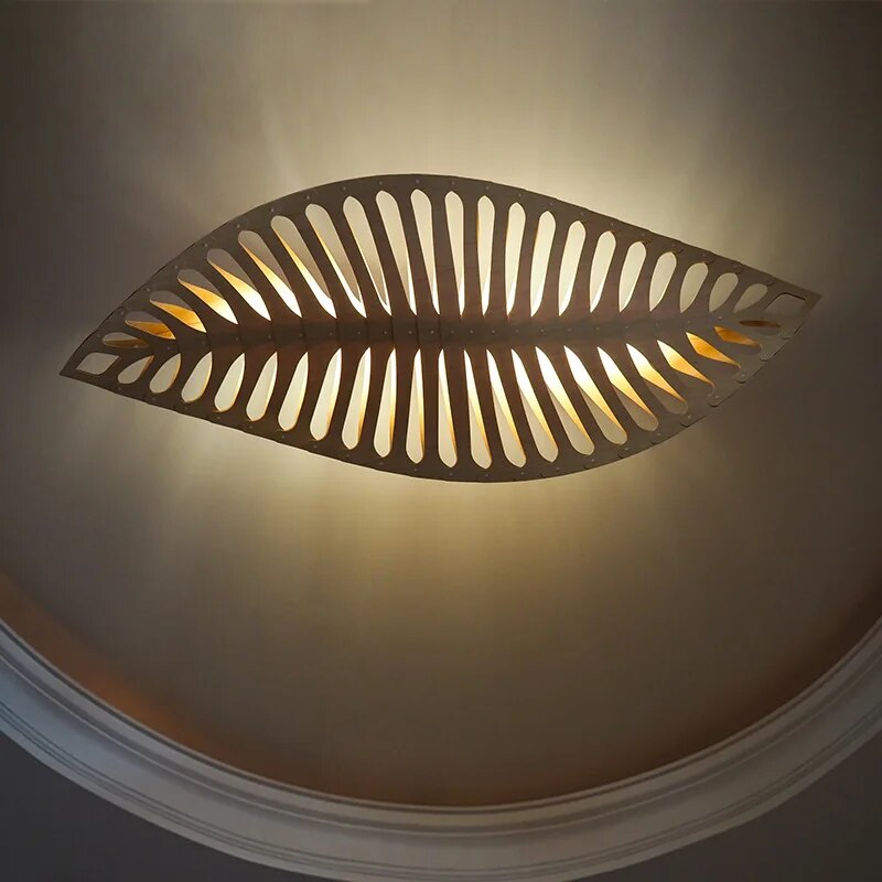 Handcrafted Wabi Sabi Wooden Fish Bone Pendant Chandelier - Rustic Boho Ceiling Light for Dining Room, Bedroom & Living Room Decor
