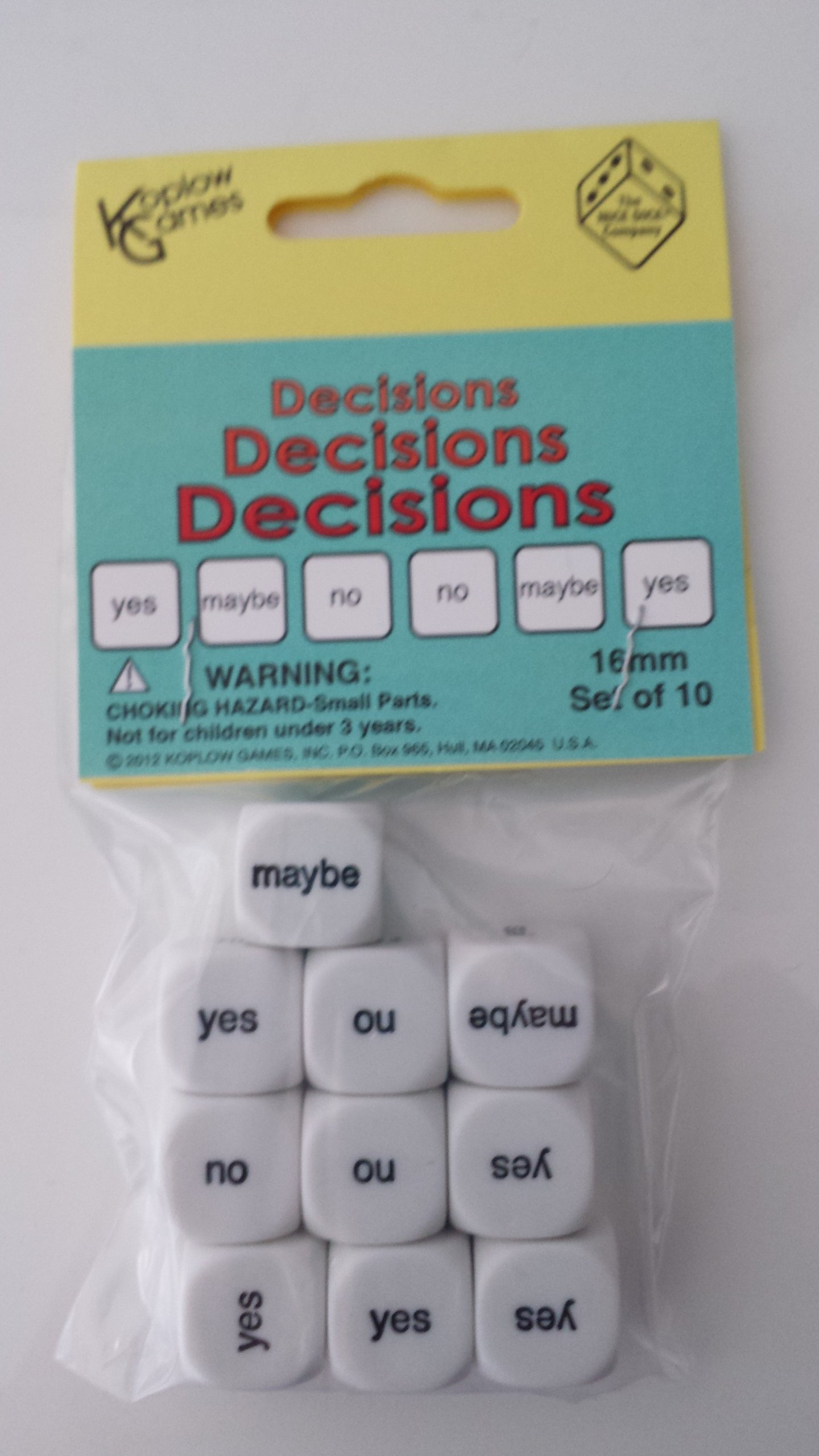 Koplow Games Decisions Dice Set of 10 - Fun Educational Dice for Classroom, Family Game Night & Role Playing Games (RPG)