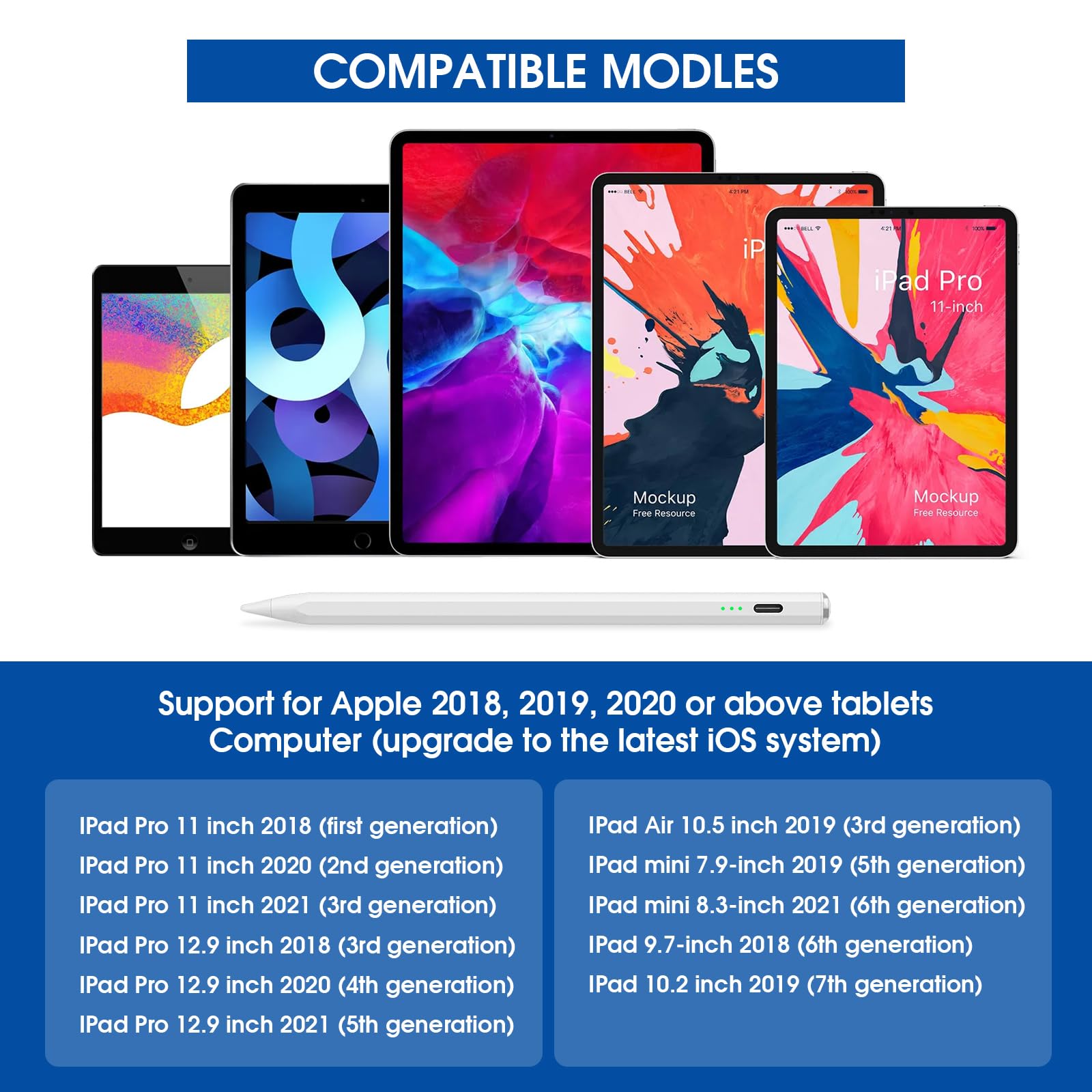 Premium Stylus Pen for iPad 2018-2023 - Fast Charging in 15 Minutes | Compatible with iPad Pro 11/12.9