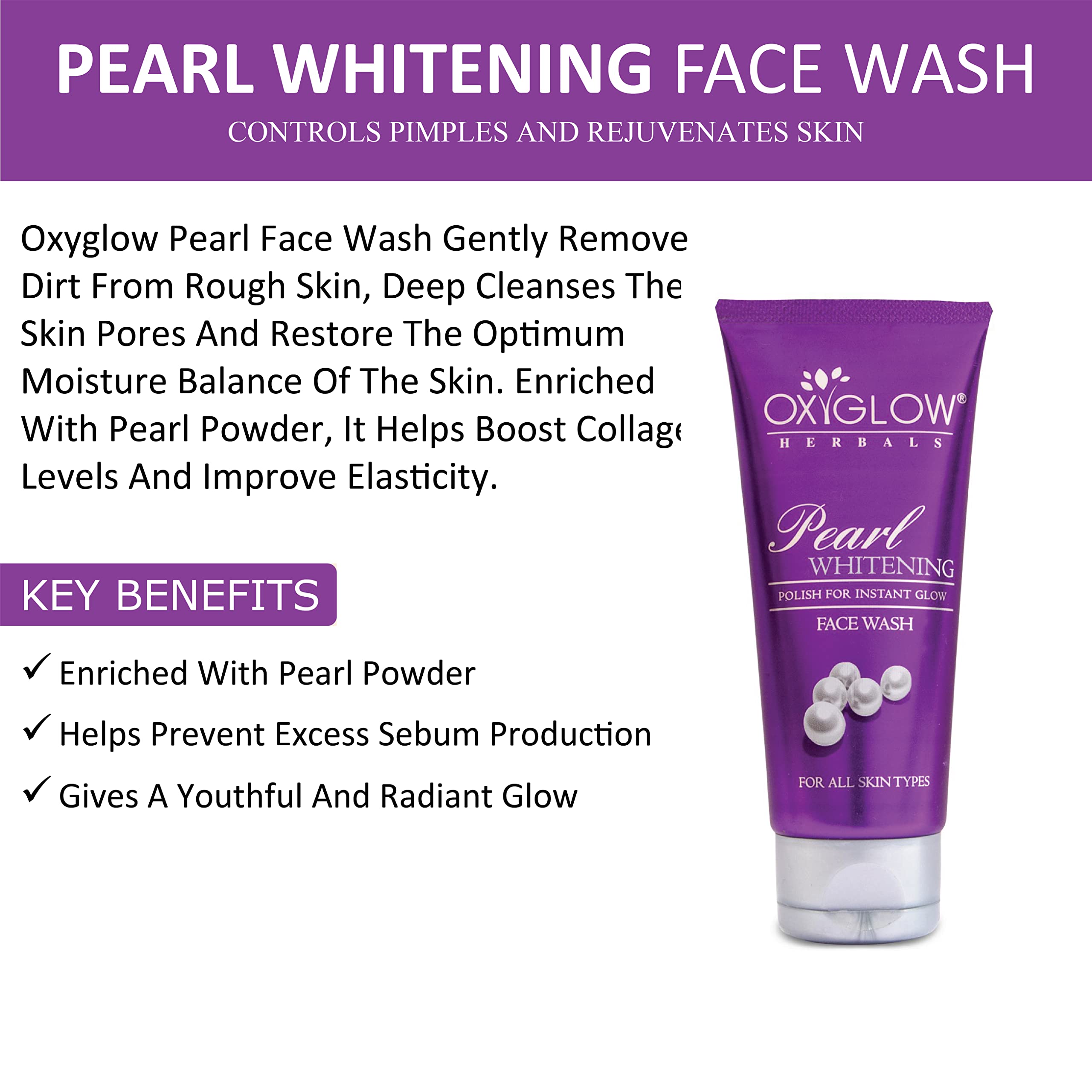 OxyGlow Herbals Neem Tulsi & Pearl Whitening Face Wash Combo Pack - 100gm Each | Natural Ayurvedic Cleanser for Acne & Brightening | Perfect for Daily Skincare Routine & Travel