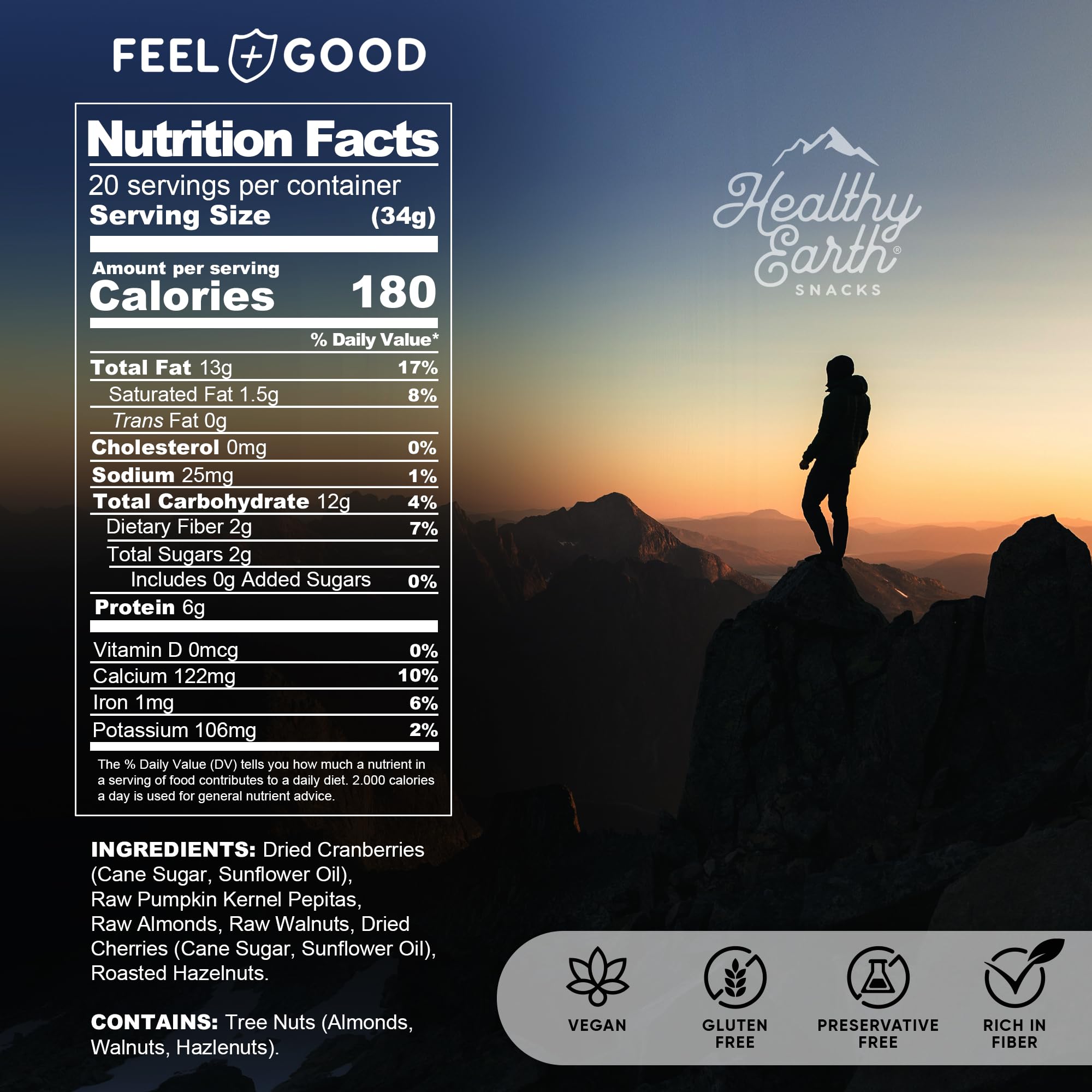 Premium Unsalted Mixed Nuts & Trail Mix - Peanut Free, Sugar Free, Gluten Free Snacks | High Protein, High Fiber, No Preservatives | Natural Antioxidant Rich Snack for Hiking, Office & Healthy Lifestyle