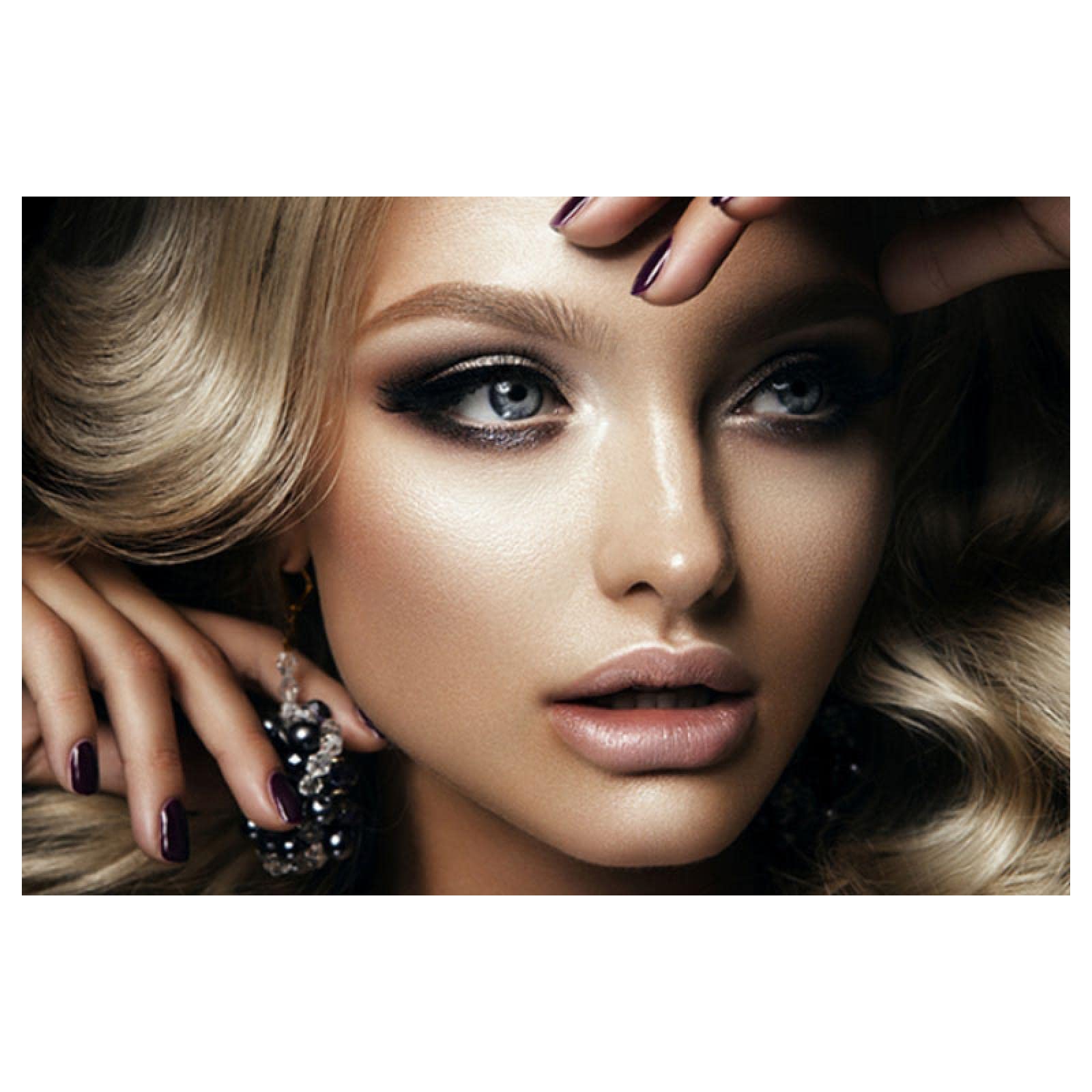 Modern Canvas Art Print - Beautiful Girl with Makeup, Scandinavian Style Wall Decor for Living Room, Frameless Poster (50x70cm/19.7×27.6in) - Perfect for Home, Office & Gift Giving