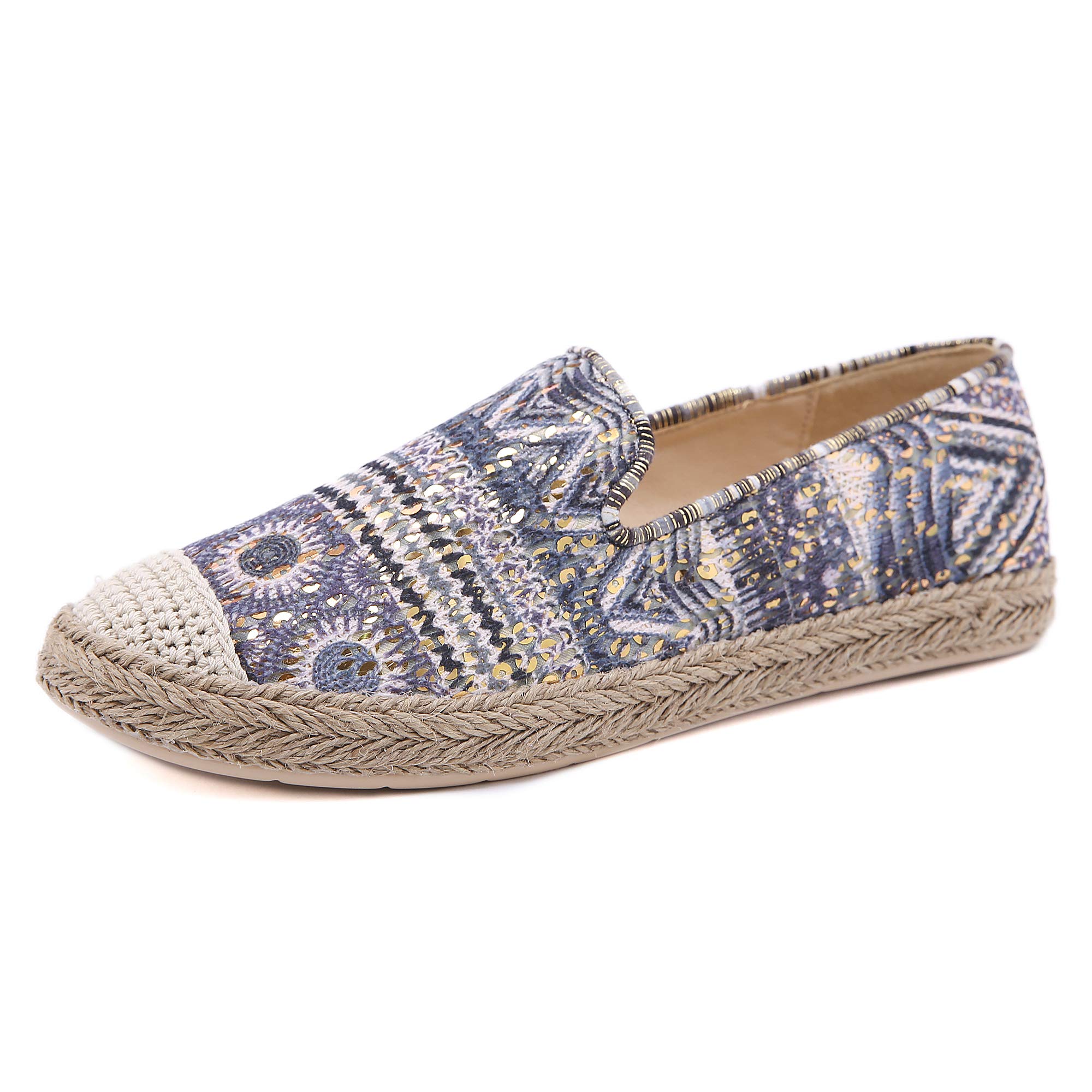 CrazycatZ Women's Sequin Loafers - Sparkly Slip-On Espadrille Flats for Women | Bohemian Fashion Sneakers for Casual Wear, Office & Party Outfits