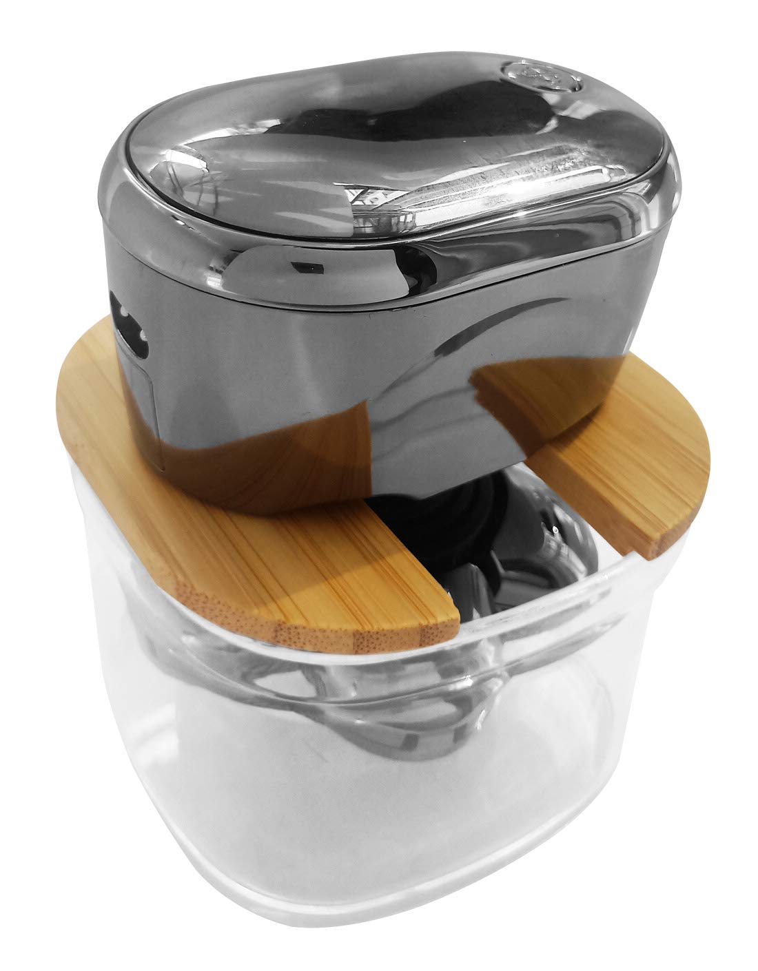 FitSand Bamboo Shaver Rinse Stand - Compatible with Skull Shaver Pitbull Platinum PRO, Electric Pitbull, Palm, Butterfly Kiss, Butterfly Pro & Bald Eagle Shavers - Perfect for Bathroom Countertop Organization & Electric Razor Maintenance