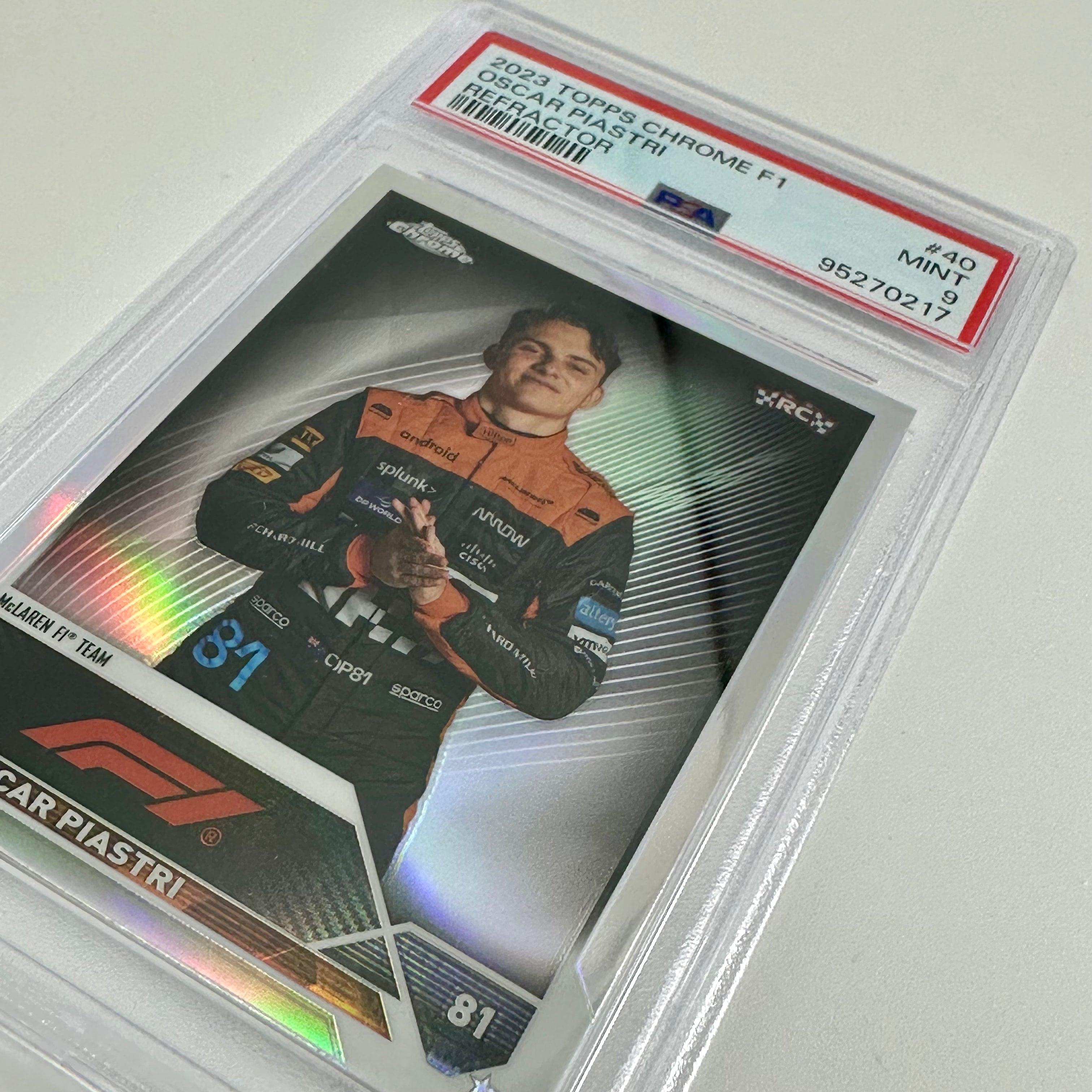 2023 Topps Chrome Oscar Piastri #40 Rookie Refractor Card PSA 9 - Collectible Trading Card for Sports Memorabilia & Investment - Perfect for Card Collectors, F1 Fans, and Gift Giving
