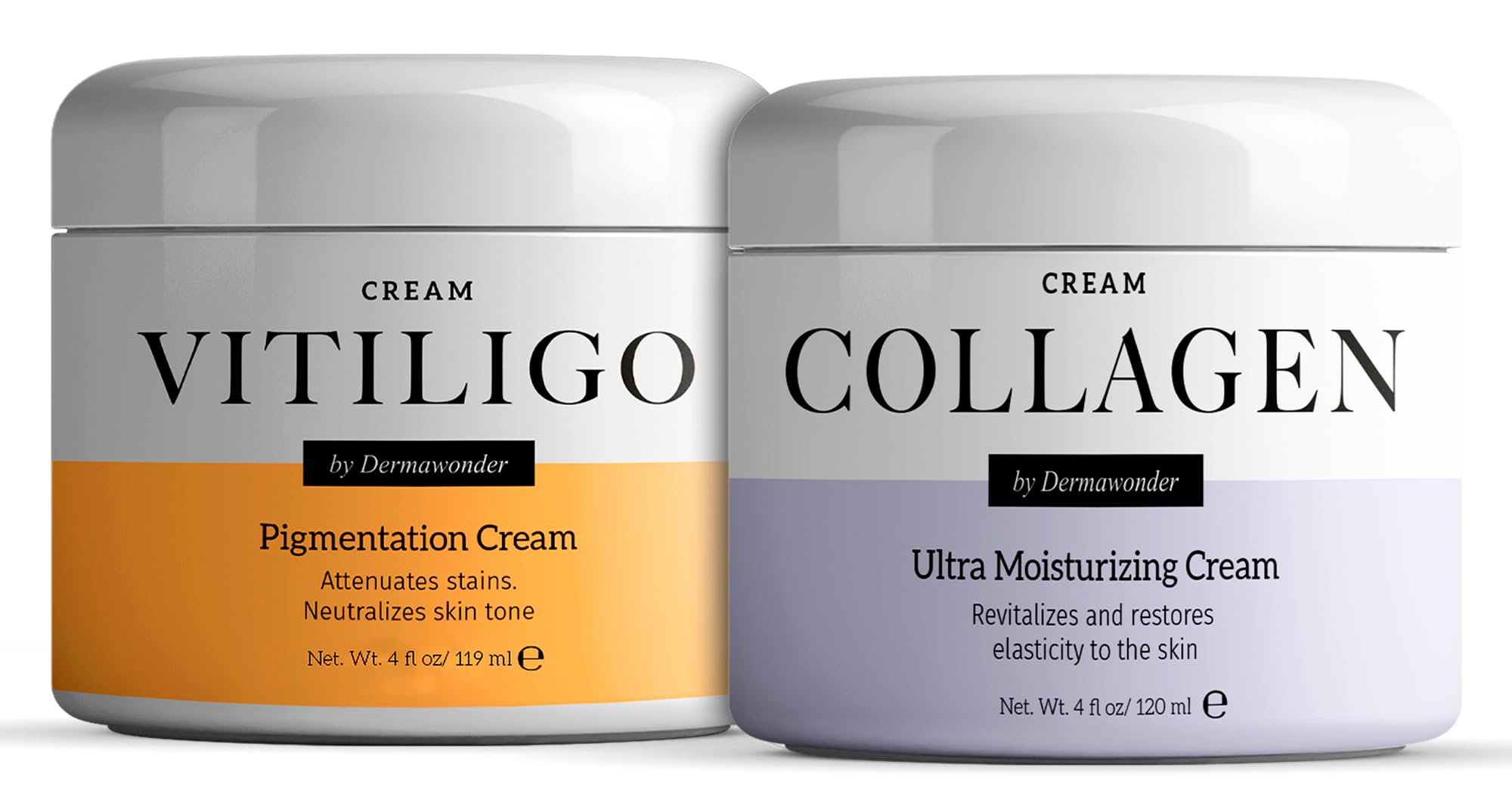 Vitiligo Dermawonder Pigmentation Cream & Collagen Face Moisturizer Set - Skin Tone Corrector for Sun Damage Repair & Anti-Aging, Ultra Hydrating Face & Body Cream for Dry Skin - 2-Pack - Perfect for Daily Skincare Routine & Post-Sun Care