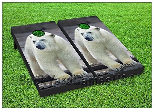Premium Cornhole Board Set with 8 Bean Bags - Outdoor Lawn Game for Backyard, Tailgating, and Parties - Polar Bear Design - Durable 2' x 4' Regulation Size Boards - Perfect for Family Gatherings and BBQs