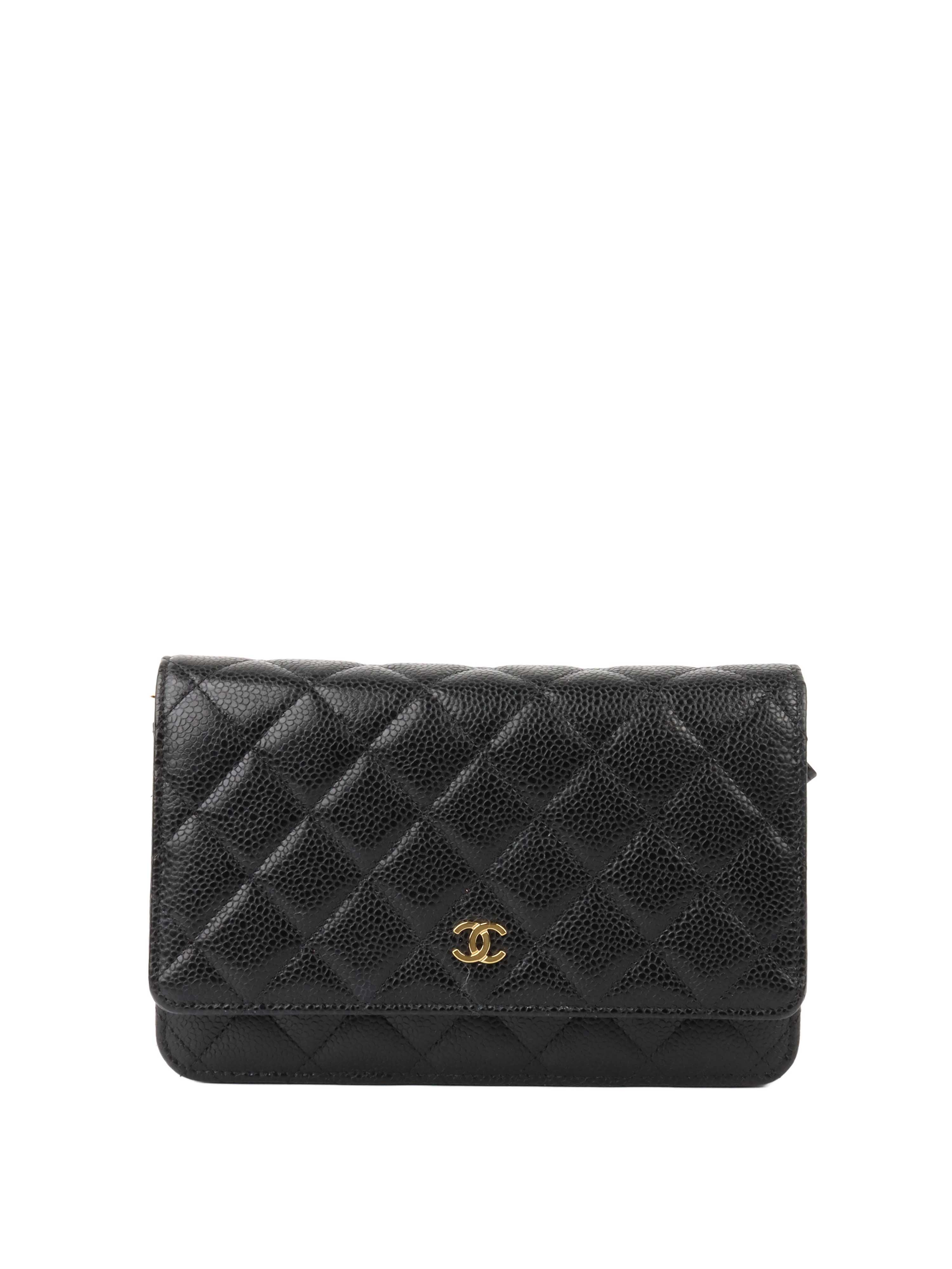 Chanel Black Caviar Leather Wallet on Chain with Gold Hardware - Luxury Crossbody Bag for Women, Perfect for Evening Events & Daily Use