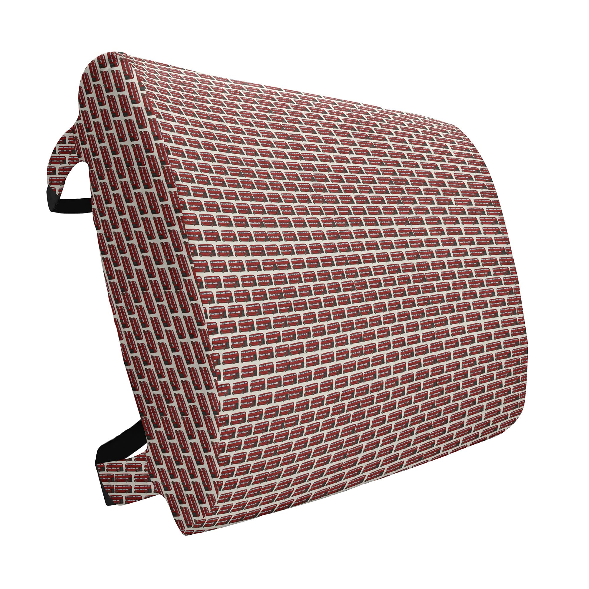 Ambesonne London Lumbar Support Pillow - Retro Double Decker Bus Design, High Density Foam for Office & Car - 14x13 Inch Red Grey Cream | UK Travel Inspired Back Cushion for Home, Office & Road Trips