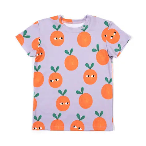 Organic Orange on Purple Don't Grow Up T-Shirt - Soft Cotton Tee for Kids & Adults - Perfect for Casual Wear, Playdates & Family Outings