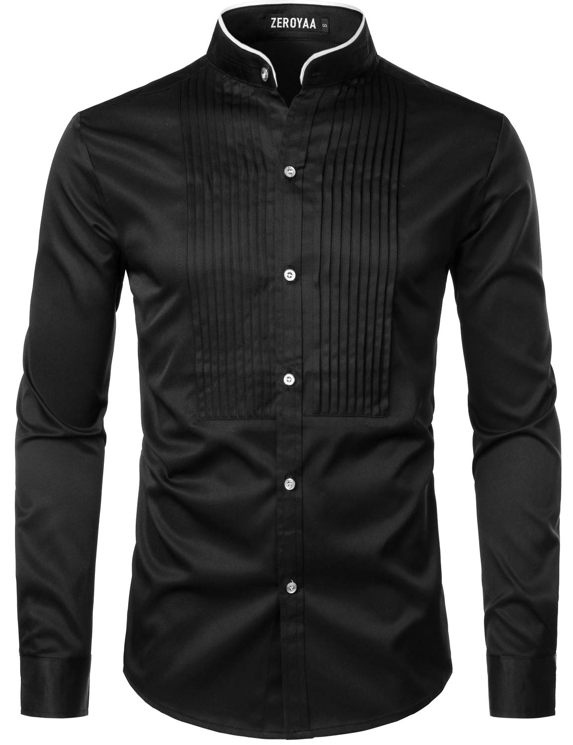 ZEROYAA Men's Slim Fit Long Sleeve Tuxedo Dress Shirt - Formal Prom Party & Performance Shirt - Perfect for Weddings, Business Meetings & Stage Performances