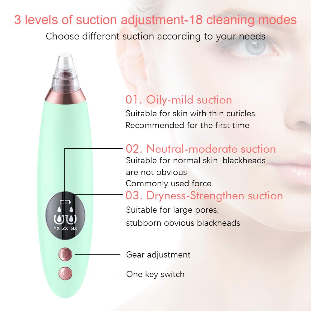 Yafei Pore Vacuum Blackhead Remover - Upgraded Strong Suction Rechargeable Facial Cleansing Tool for Blackhead & Pimple Removal - Perfect for Daily Skincare & Spa Treatments