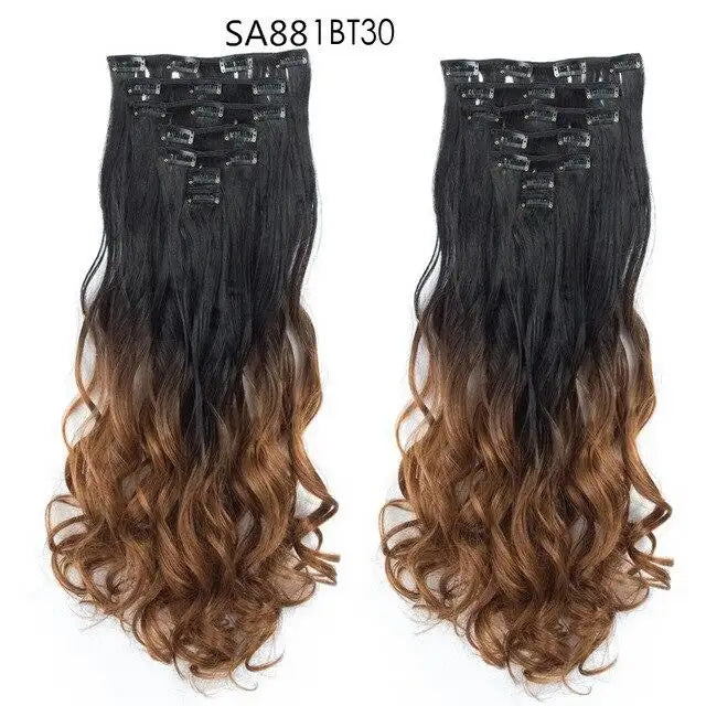 Clip on Hair Extensions 6pc Set - Human Hair Clip Ins for Volume & Length - Easy to Use & Reusable - Perfect for Parties, Weddings & Everyday Styling