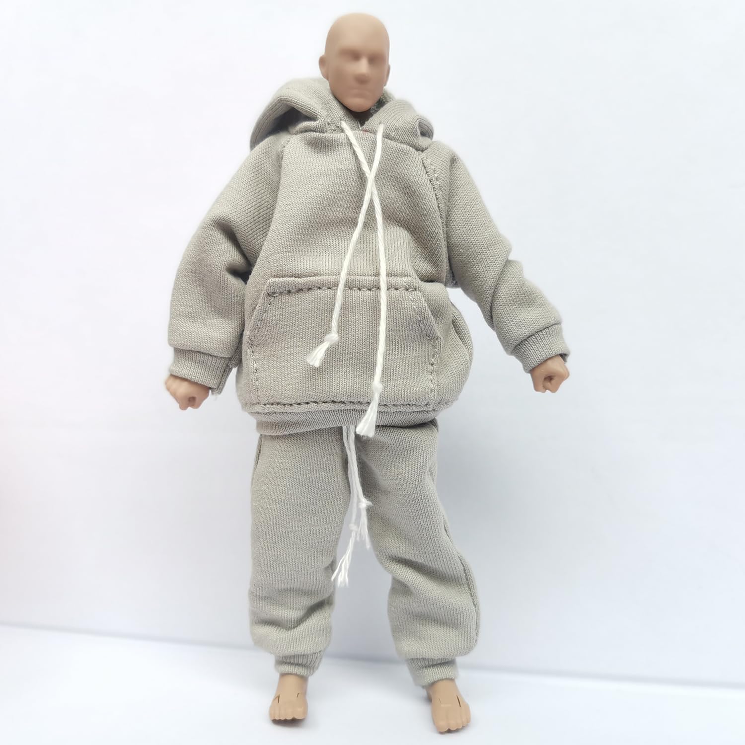 1/12 Scale Male Action Figure Clothes Set - Gray Hoodie & Pants for 6-inch Dolls - Perfect for Collectors, Customization and Diorama Displays