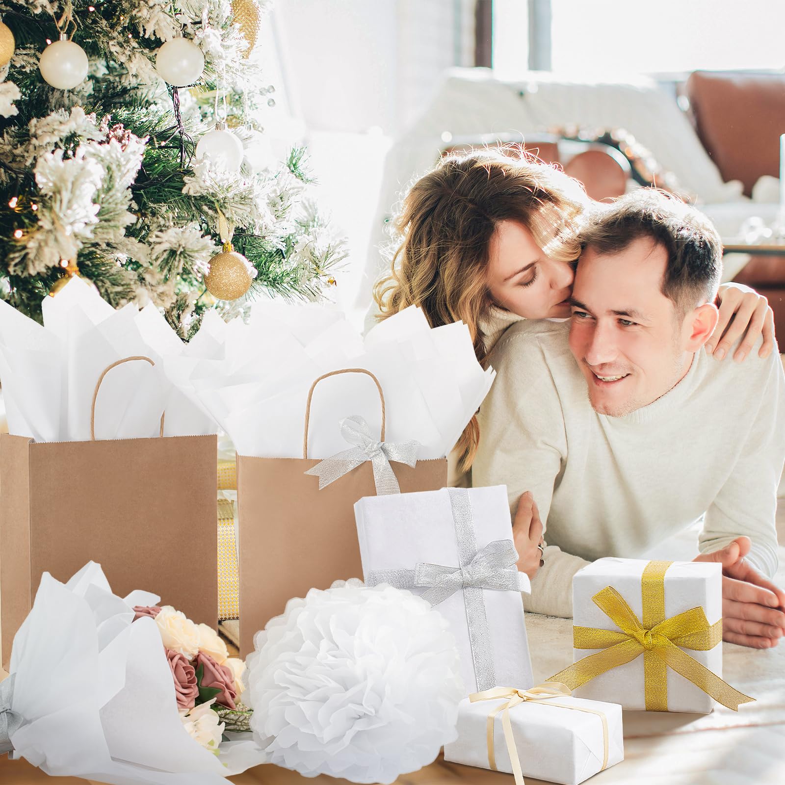 Premium White Tissue Paper for Gift Wrapping - 75 Sheets 14x20 Inches Bulk Pack | Perfect for Holiday, Birthday, Christmas Gifts, Party Decor & DIY Crafts | Ideal for Gift Bags, Packaging, and Creative Projects