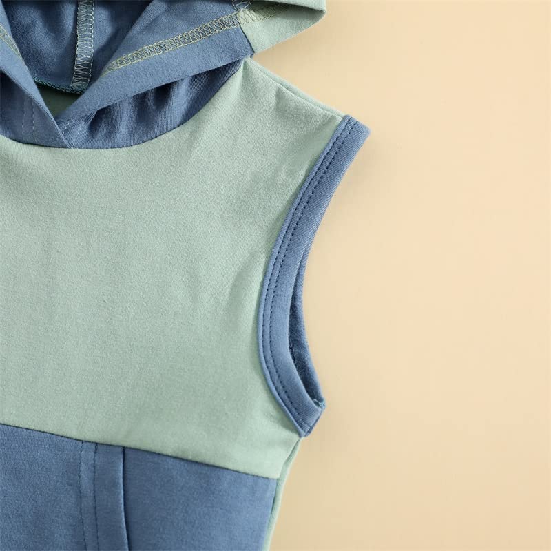 FYBITBO Toddler Boys' 2-Piece Summer Outfit - Sleeveless Hoodie & Shorts Set | Breathable & Comfortable Baby Clothes for Playtime, Beach & Outdoor Activities
