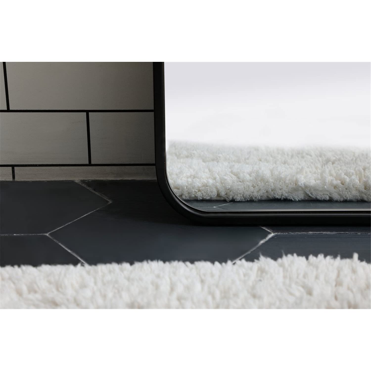 Black 18x60 Soft Corner Rectangular Mirror - Elegant Decor for Living Room