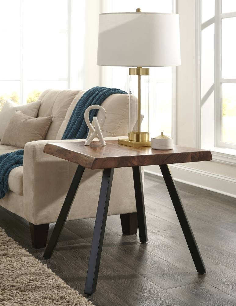 Modus Furniture Reese Live Edge Rectangular Side Table - Natural Acacia Wood End Table for Living Room, Bedroom & Office - Rustic Modern Home Decor Accent Table