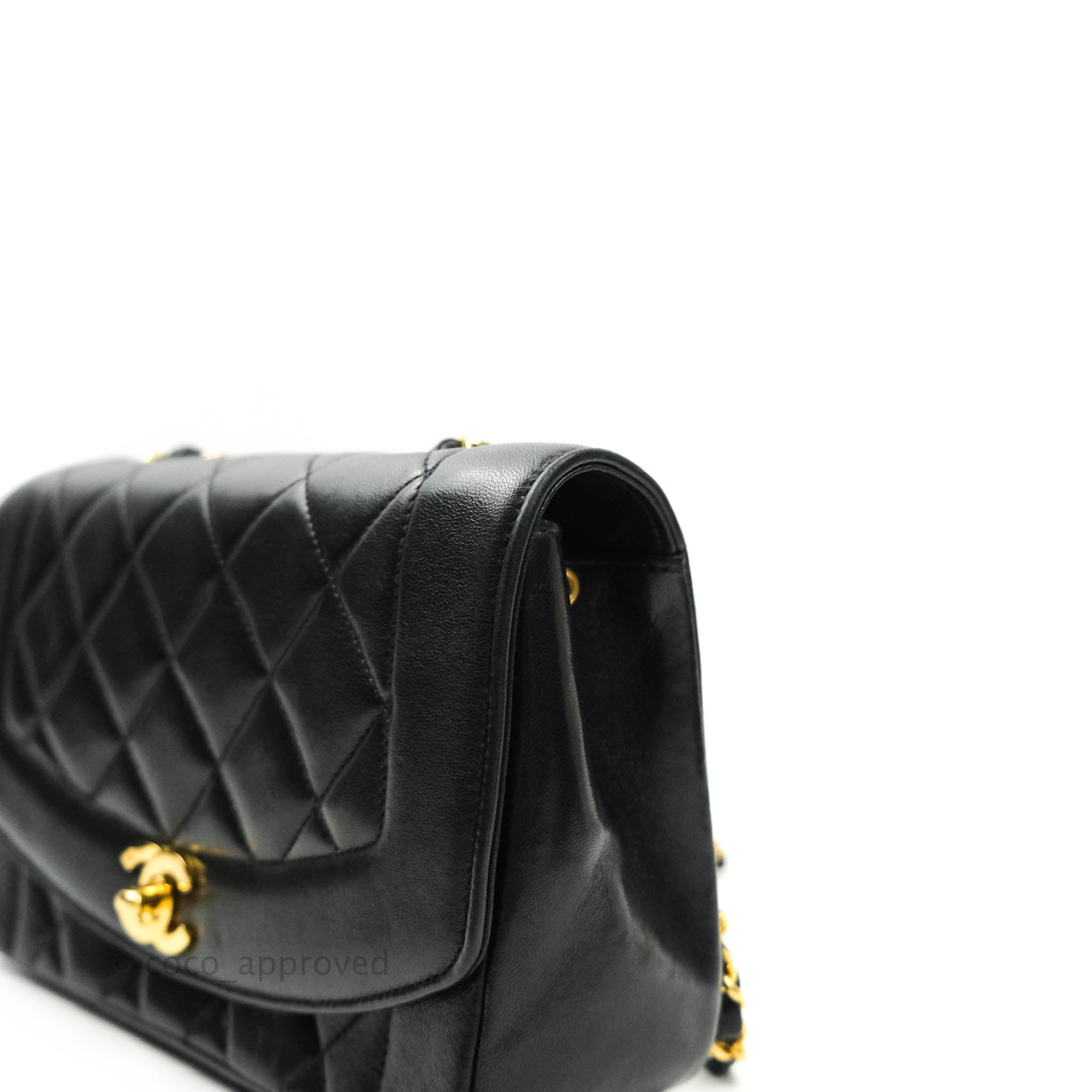 Chanel Black Quilted Lambskin Small Vintage Classic Diana Flap Bag - Luxury Designer Handbag for Women, Perfect for Evening Events & Special Occasions