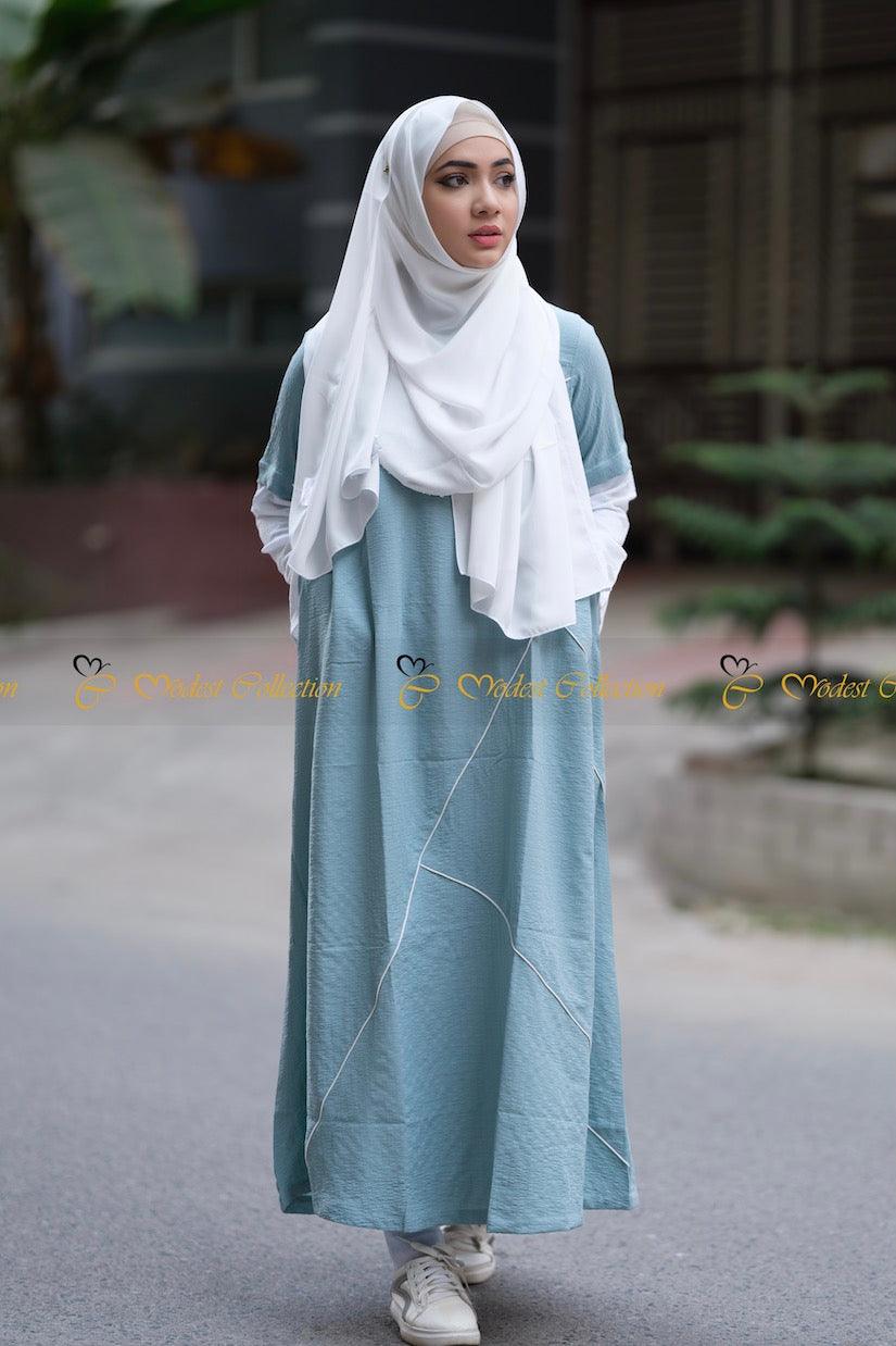 Women's Breathable Sports Abaya in Mint Green - Modest Islamic Workout Dress for Gym, Yoga & Outdoor Activities