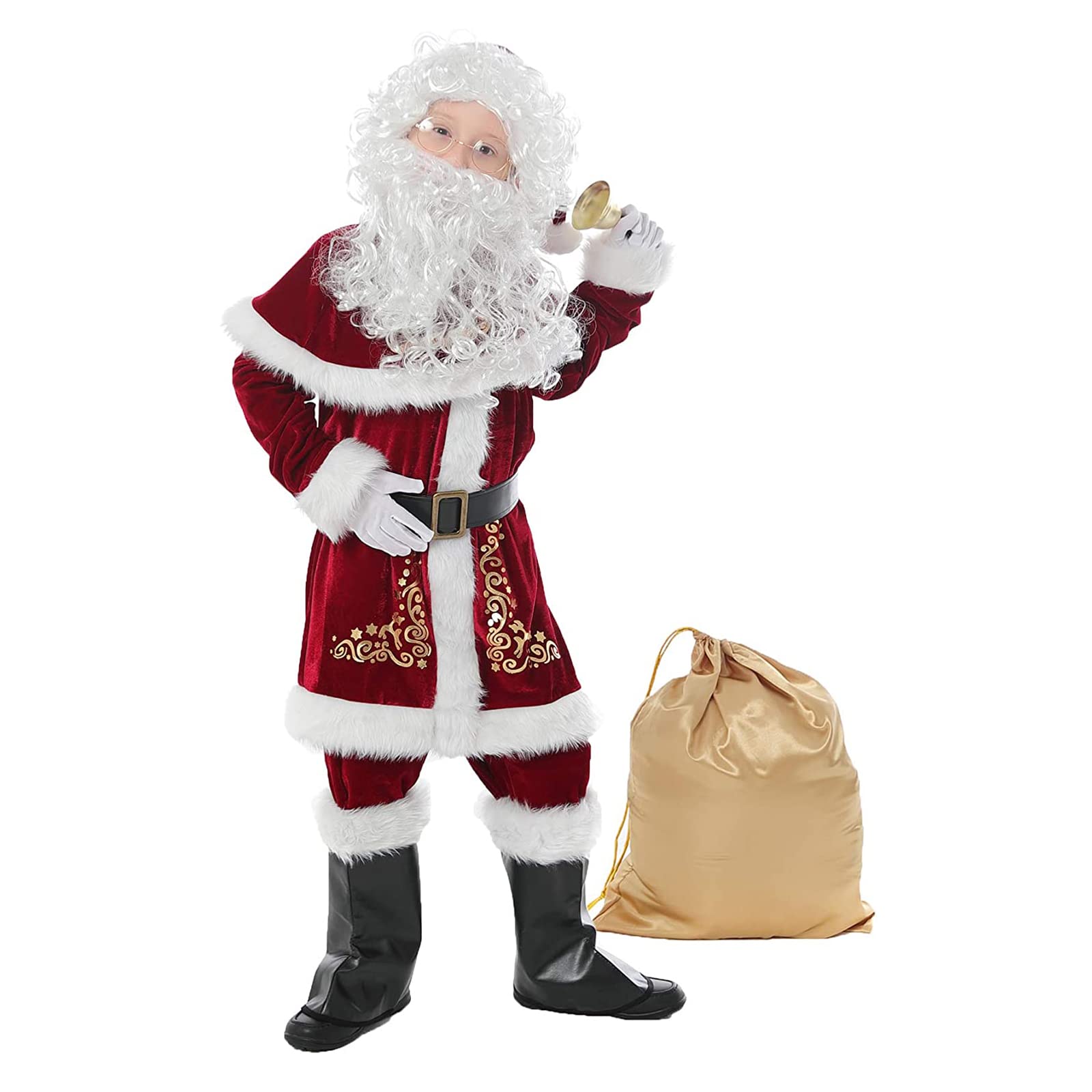 Unisex Santa Claus Christmas Costume Set - Green Monster Velvet Jumpsuit for Kids & Adults | Funny Holiday Cosplay Outfit for Parties, Festive Events & Family Gatherings