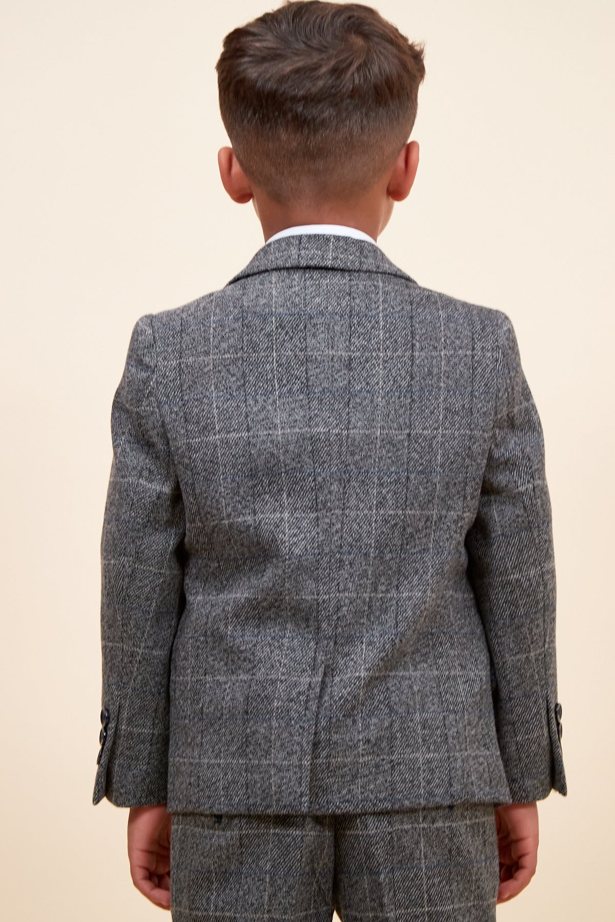 SCOTT Kids' Grey Check 3-Piece Suit for Boys - Formal Occasions, School Events & Family Photos