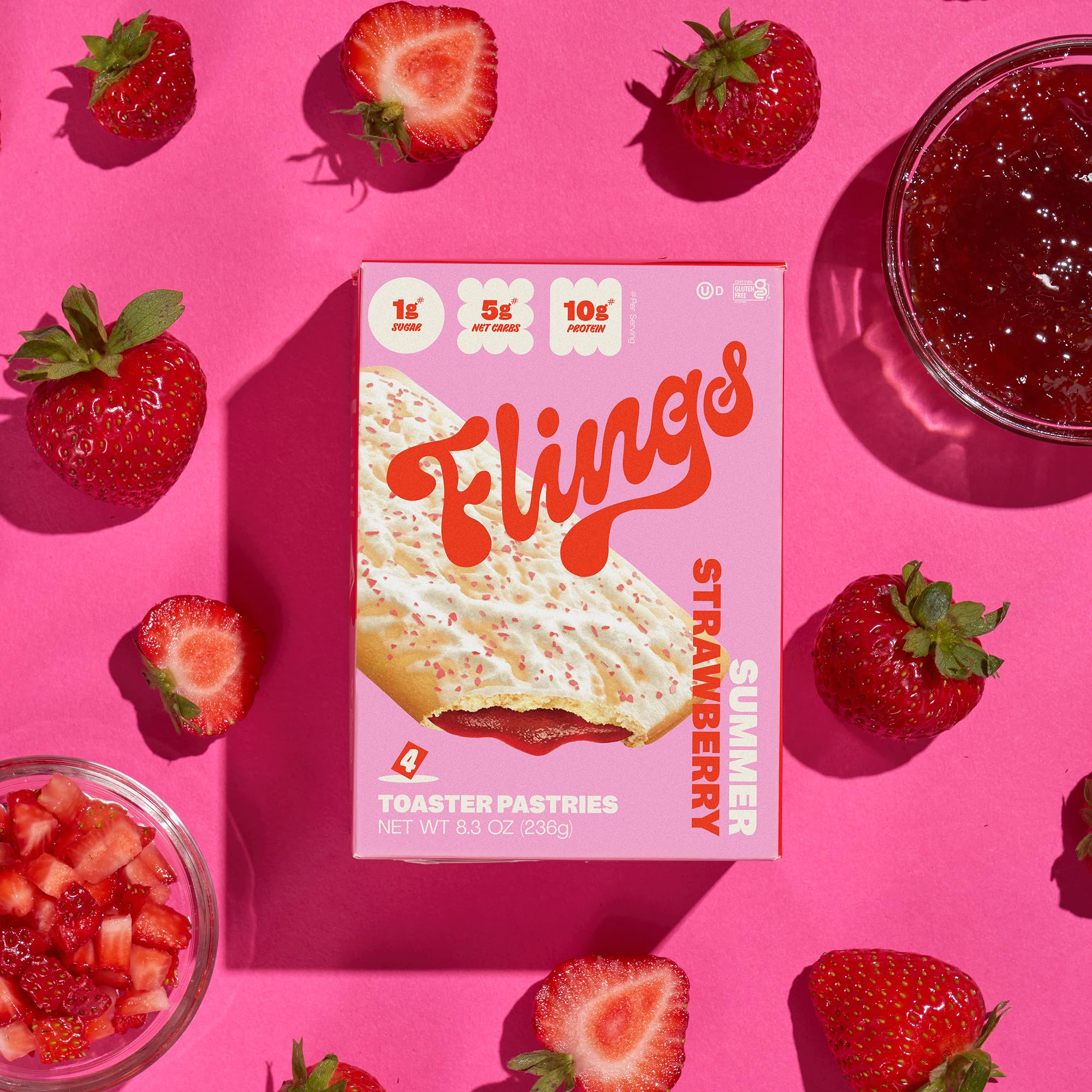 FLINGS High Protein Toaster Pastries Variety Pack - Sugar Free, Low Carb, Gluten Free, Keto Friendly Breakfast (3 Pack, 12 Pastries) | Perfect for Quick Keto Meals, On-the-Go Snacking & Healthy Office Breakfasts
