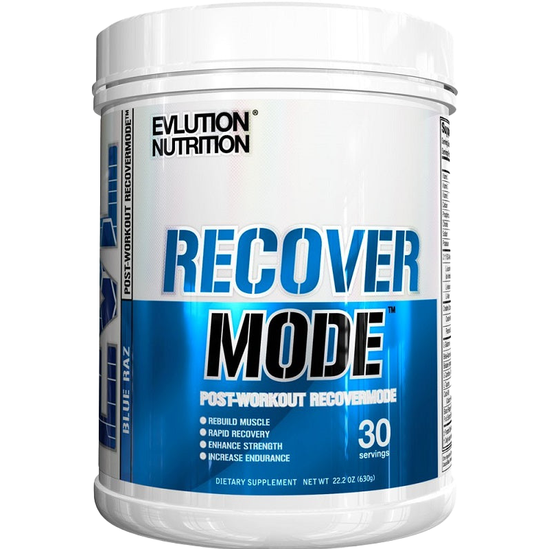 EVLution Nutrition RecoverMode Post-Workout Recovery Powder - Blue Raspberry Flavor 630g | Muscle Recovery & Hydration Supplement for Athletes & Fitness Enthusiasts