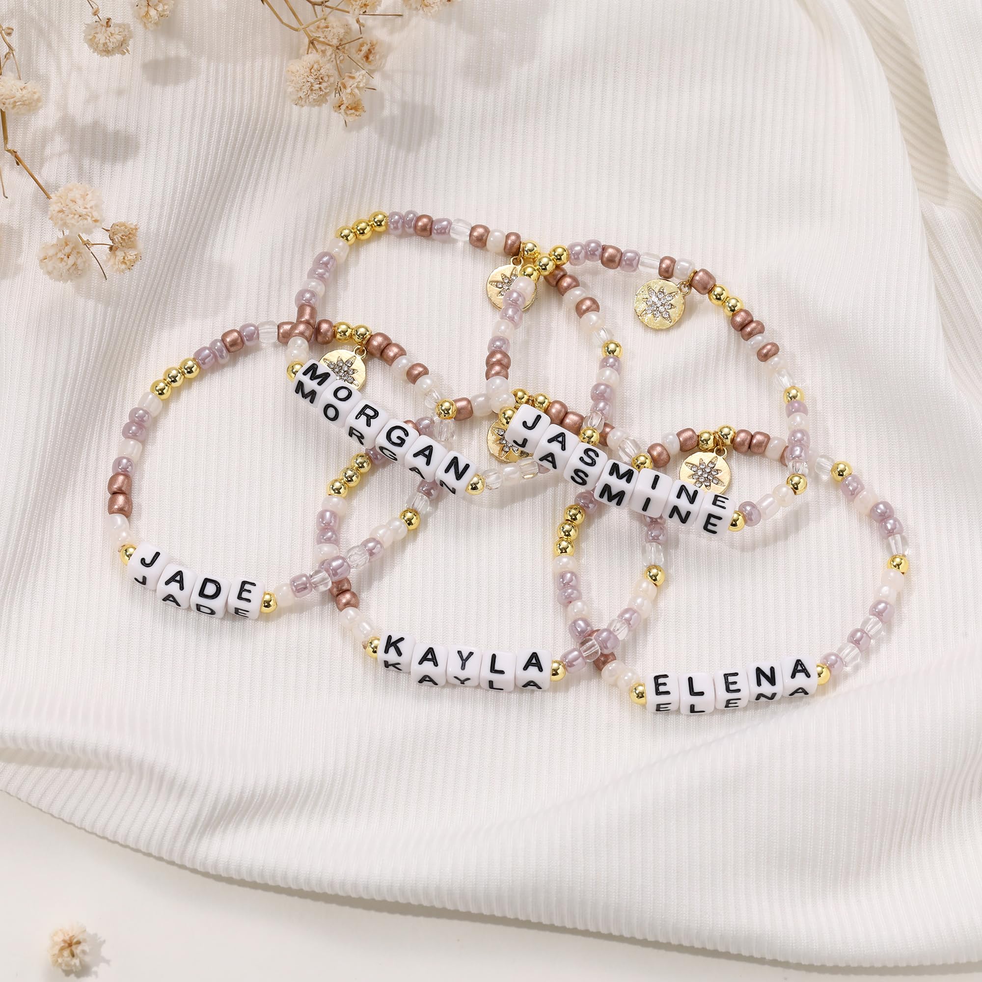 JSJOY Personalized Name Bracelets for Women - Michelle Gold Friendship Bracelets, Thoughtful Daughter Gifts from Mom, Elegant Birthday Jewelry for Her, Perfect for Everyday Wear & Special Occasions