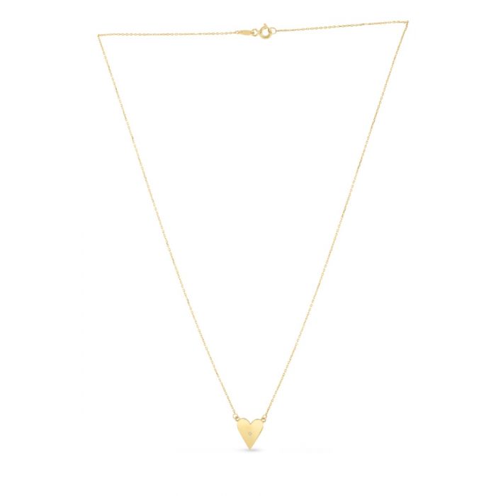 14K Yellow Gold Elongated Diamond Heart Pendant Necklace for Women - Elegant Valentine's Day Gift & Anniversary Jewelry