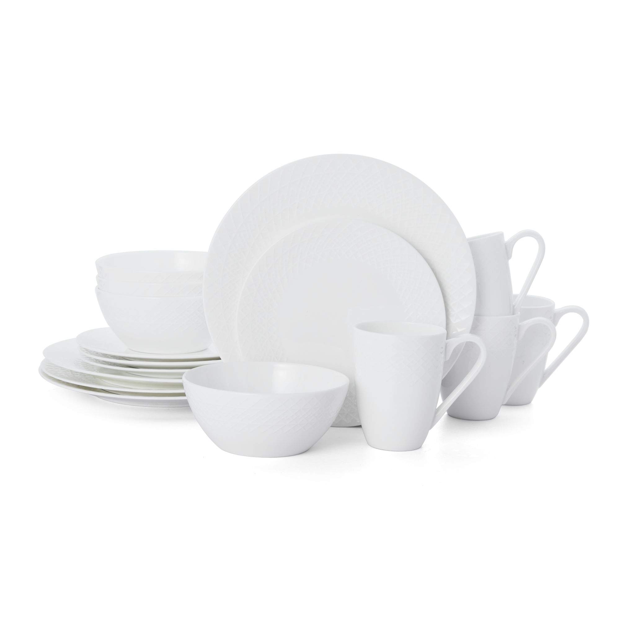 Mikasa Jenna 16-Piece Dinnerware Set for 4 - Elegant Porcelain Dinner Plates, Bowls, Cups & Saucers - Perfect for Family Dinners, Entertaining Guests & Holiday Meals
