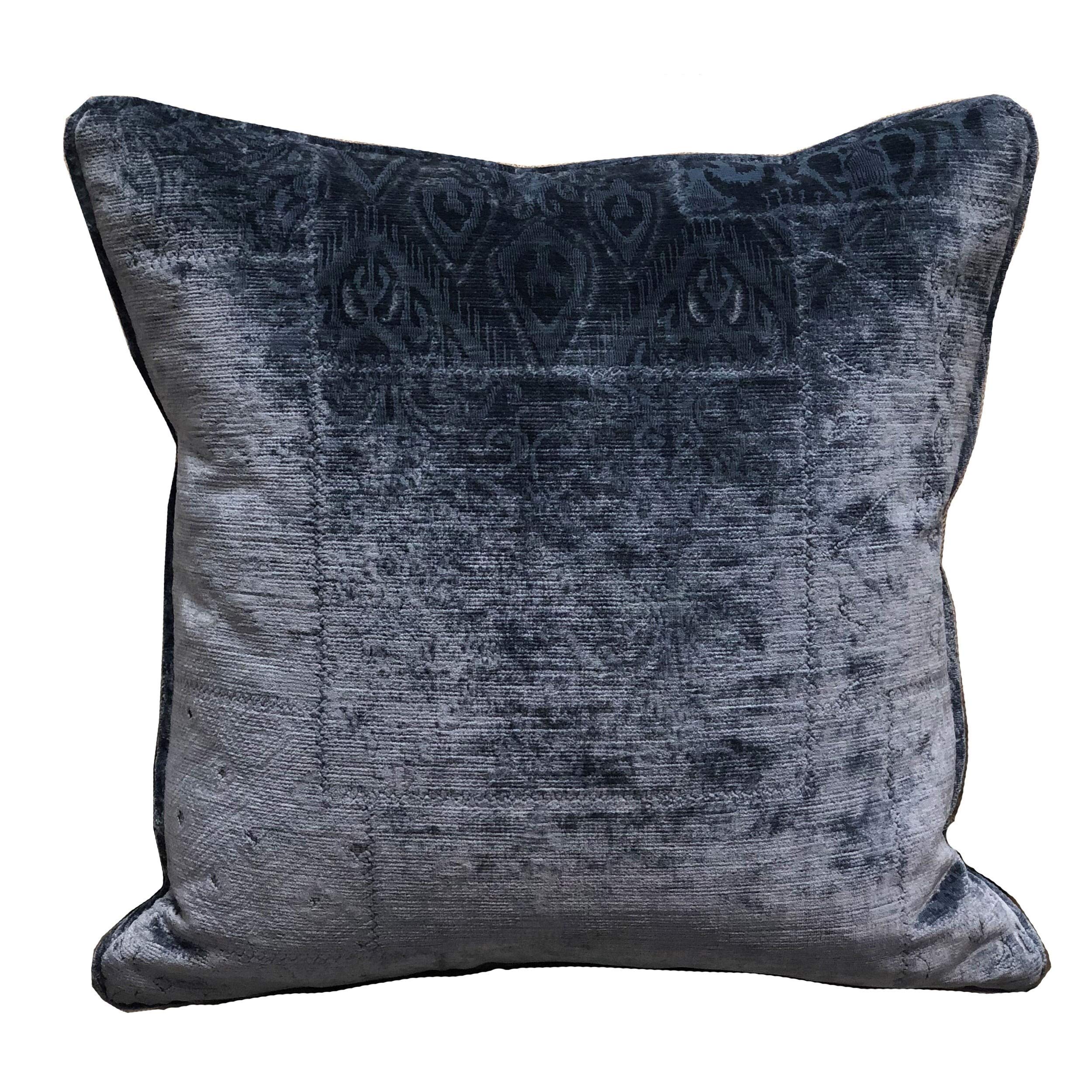 Plutus Brands Bleu Velour Blue Luxury Throw Pillow - Soft Decorative Cushion for Sofa, Bed & Home Decor - Perfect for Living Room, Bedroom & Cozy Spaces