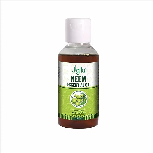 Jigita Neem Essential Oil 100ml - 100% Pure Natural Oil for Skin Care, Hair Care, Oral Hygiene & Insect Repellent | Antimicrobial Antifungal Treatment for All Skin & Hair Types | Perfect for Aromatherapy, Massage & DIY Beauty Products
