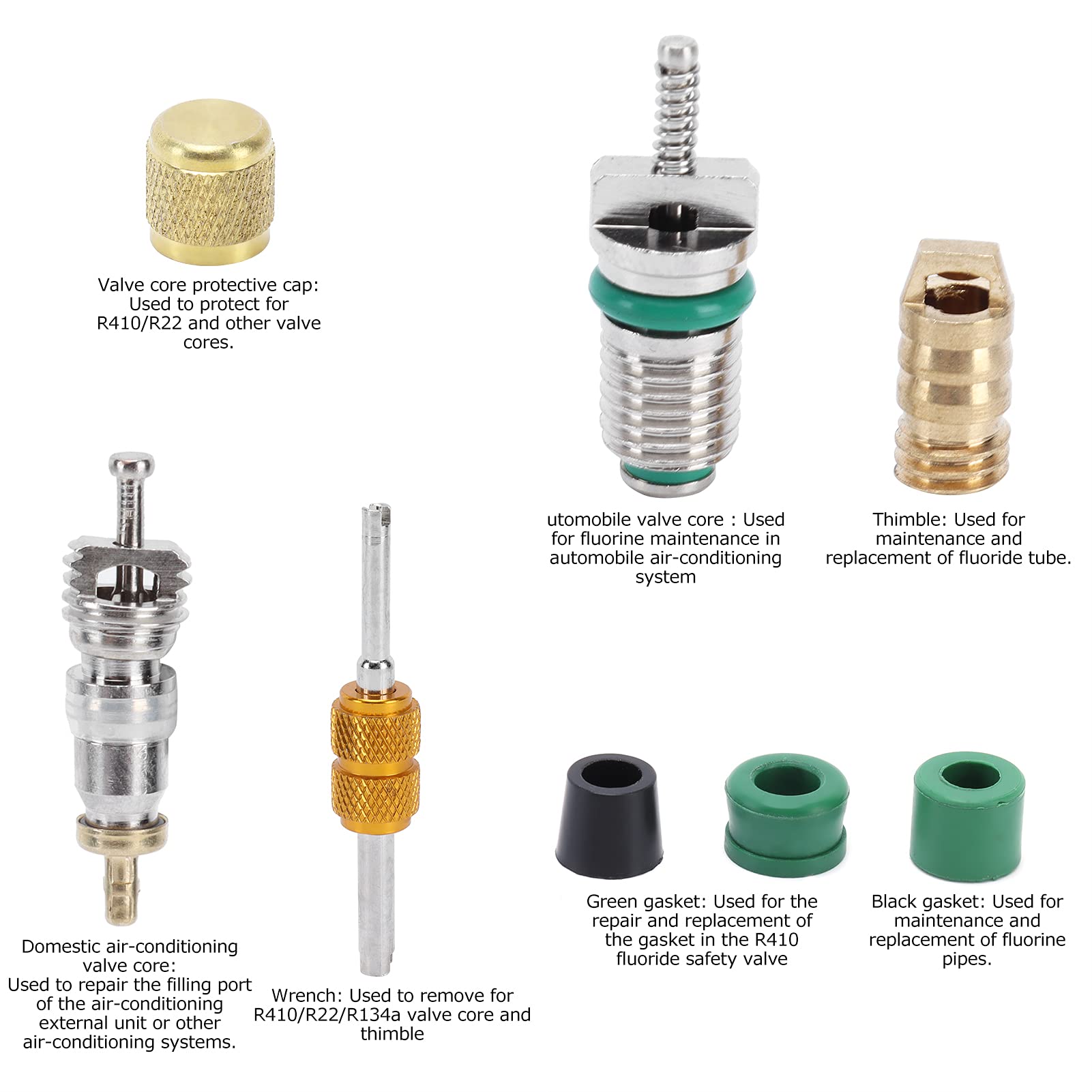 High-Quality A/C Valve Core & Service Kit - Durable Anti-Wear for Home & Car Air Conditioners | Perfect for AC Maintenance & Repair