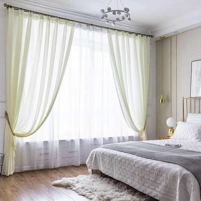Jason Plain Velvet Sheer Curtains - Soft Light Filtering Window Drapes in Sunny Yellow for Living Room, Bedroom & Nursery Decor