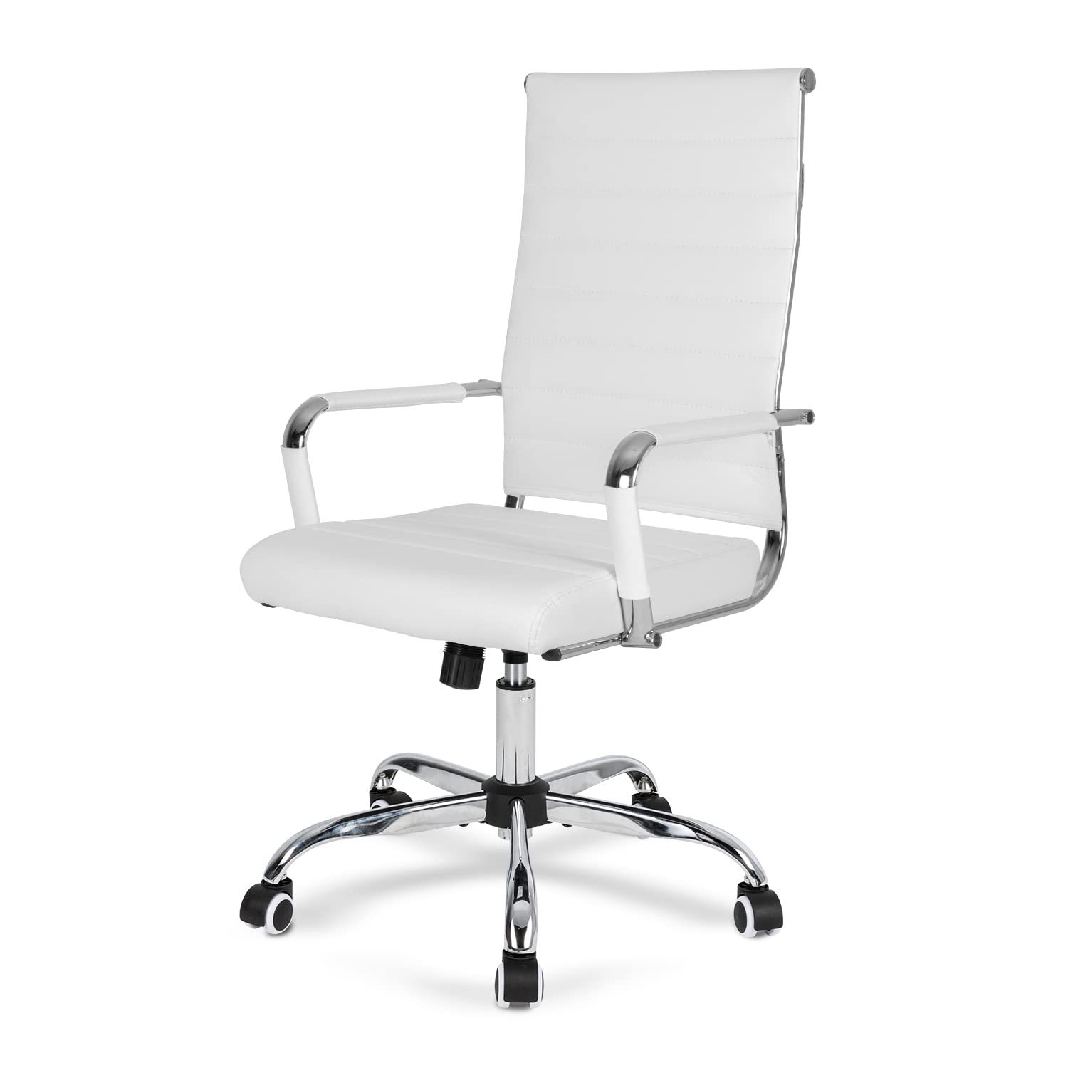 Okeysen Ergonomic Office Desk Chair - Modern PU Leather High Back Executive Swivel Rolling Chair with Ribbed Design for Home Office & Conference Room | Comfortable Workstation Seating for Long Hours