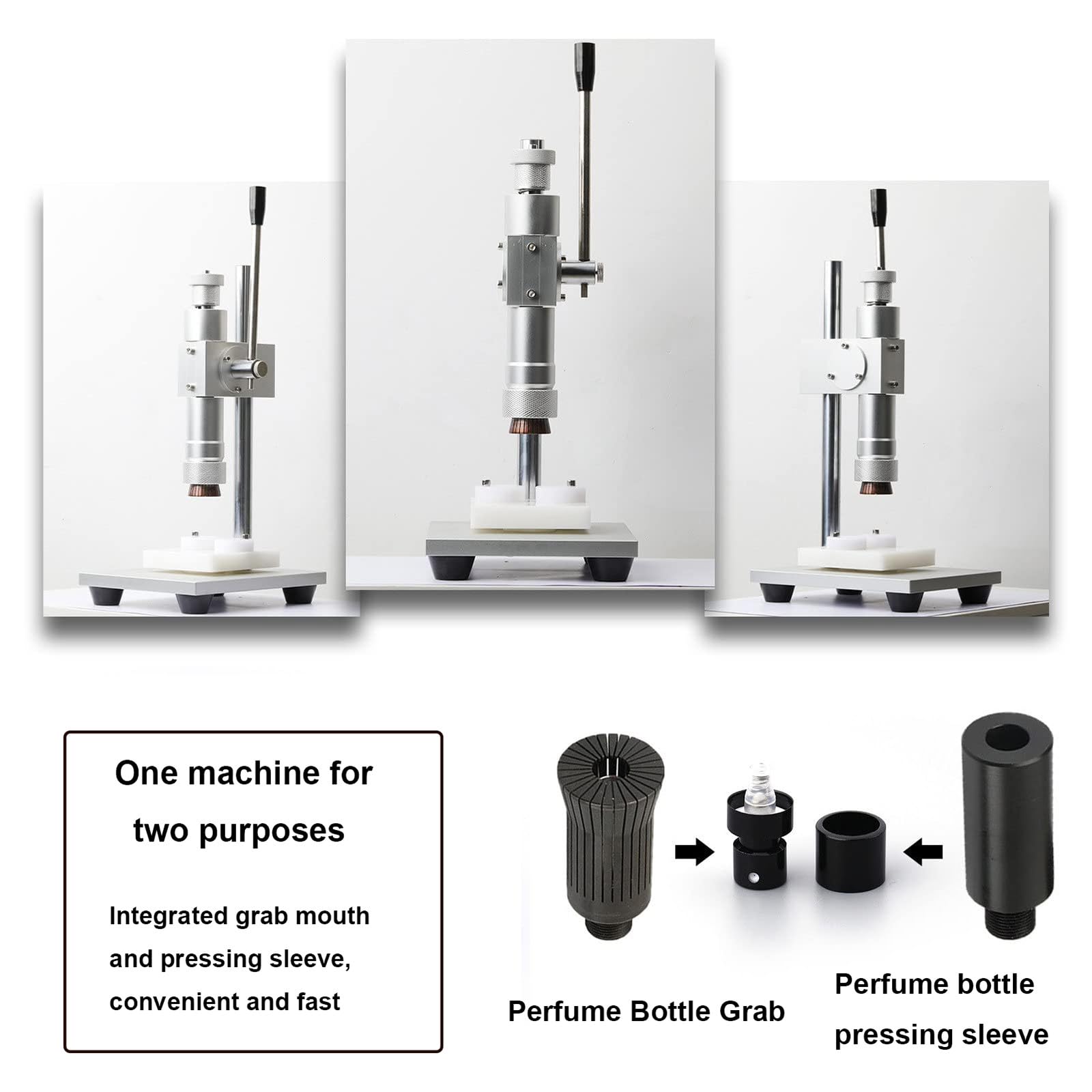 Manual Perfume Capping Machine - Handheld Bottle Capping Tool with Adjustable Mid-Band (16cm Height) for Essential Oil & Perfume Bottles (15mm) - Easy to Use for Home DIY, Small Business & Cosmetic Packaging