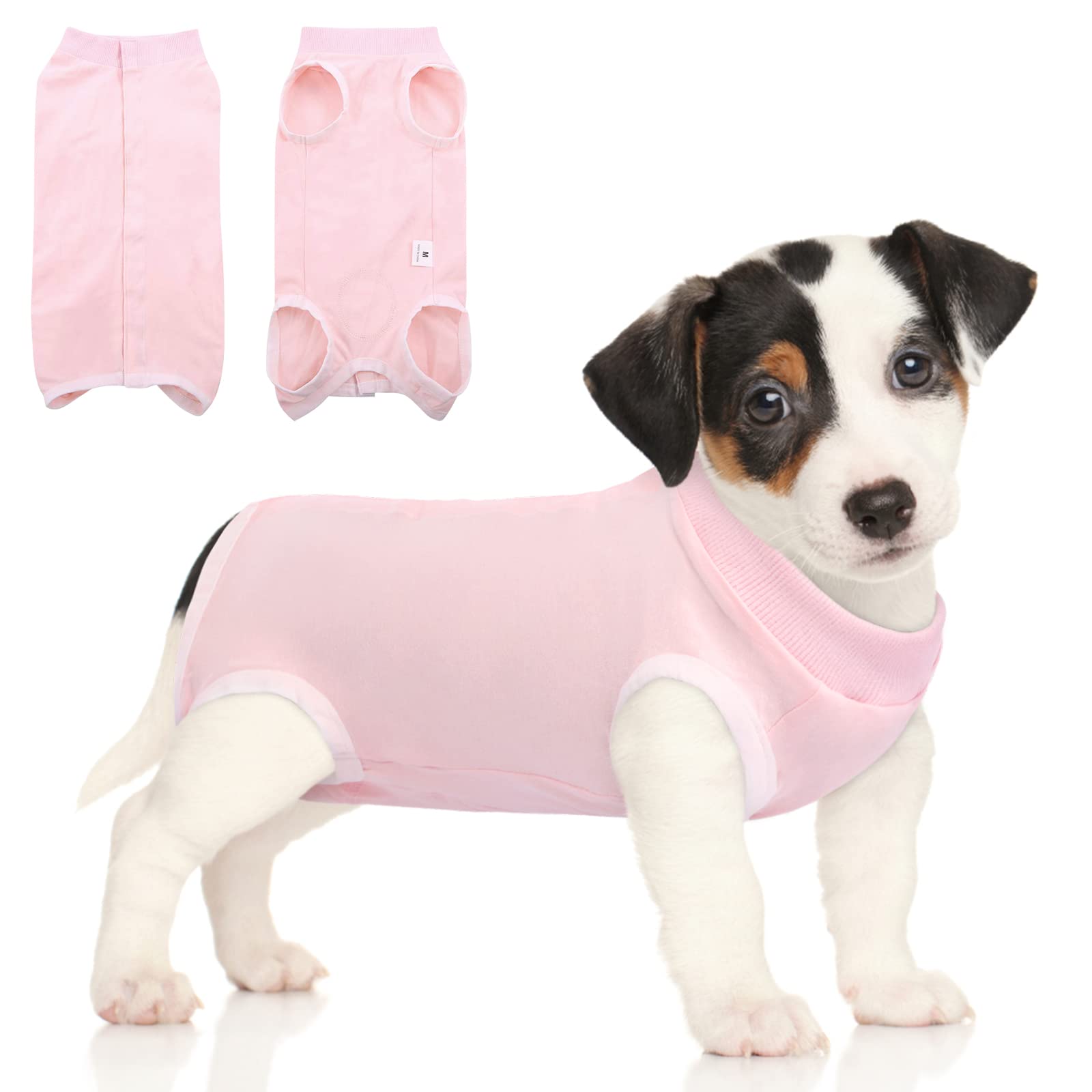 SAWMONG Dog Recovery Suit - Post-Surgery Surgical Suit for Dogs, Soft Spay & Neuter Onesie for Male & Female Dogs - Alternative to E-Collar Cone - Pink X-Small - Perfect for Wound Protection & Comfort After Vet Procedures