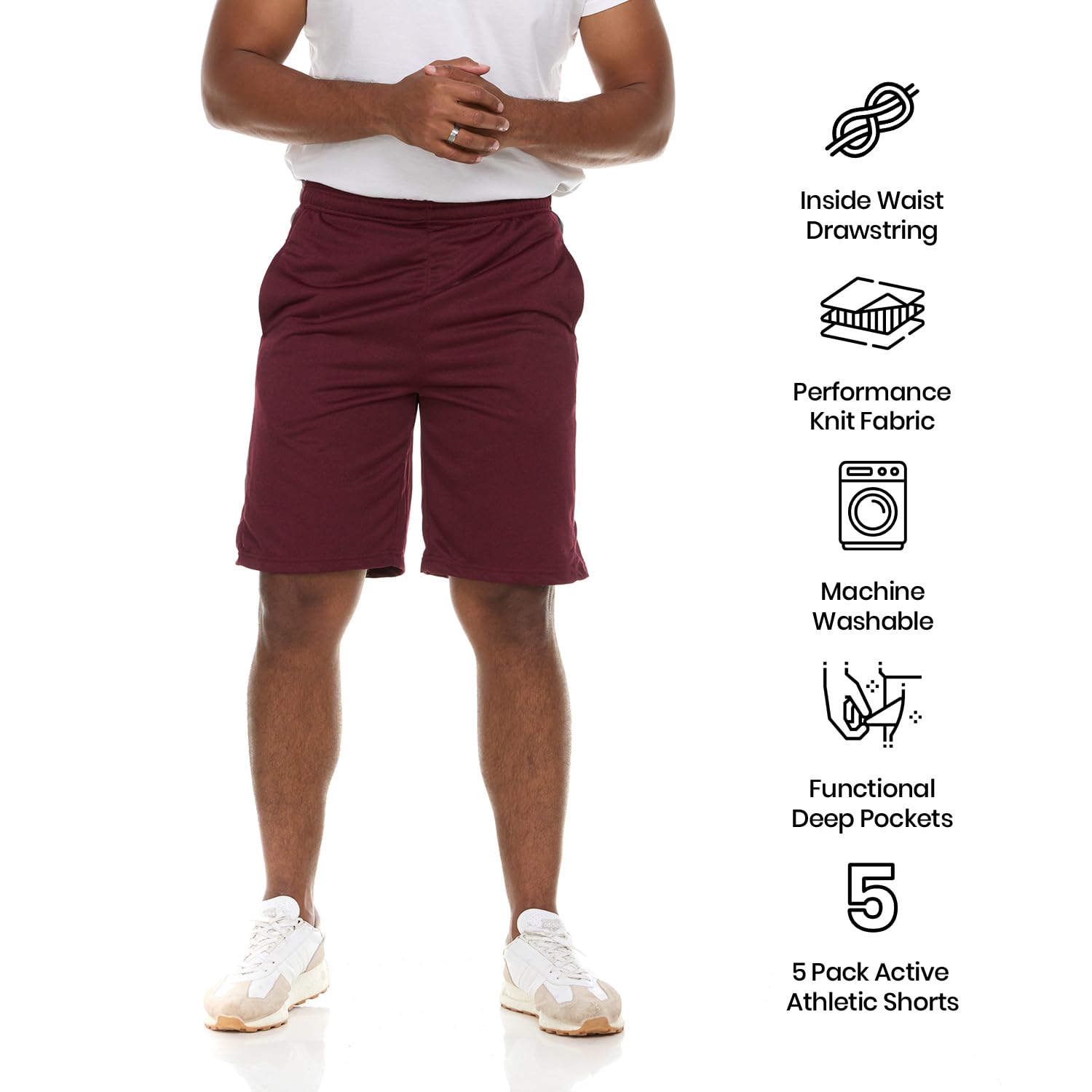 5 Pack Men's Dry-Fit Moisture Wicking Athletic Shorts - Breathable Quick-Dry Workout Shorts for Running, Gym & Sports | Perfect for Training, Jogging & Outdoor Activities