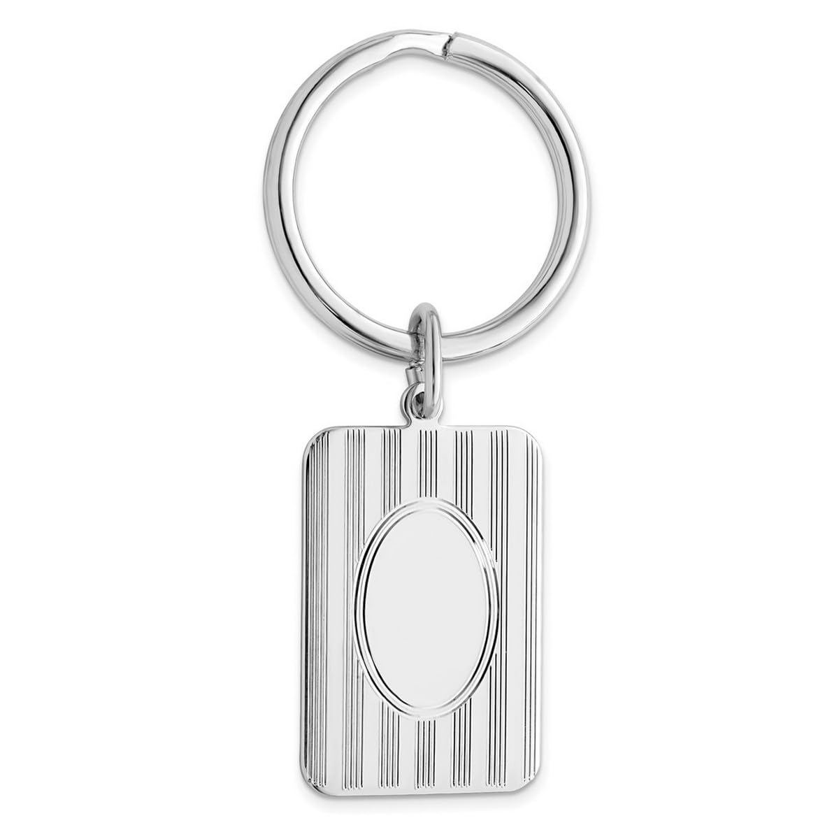 Polished Silver Plated Rhodium Keychain for Men - Elegant Horizontal Line Design Key Ring - Perfect for Home, Office & Car Keys
