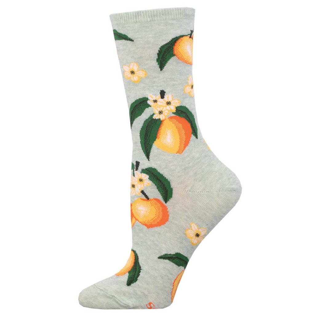 Socksmith Women's Sweet Peach Crew Socks - Mint Heather Color - Soft Cotton Casual Socks for Everyday Wear, Workout, and Gift Giving