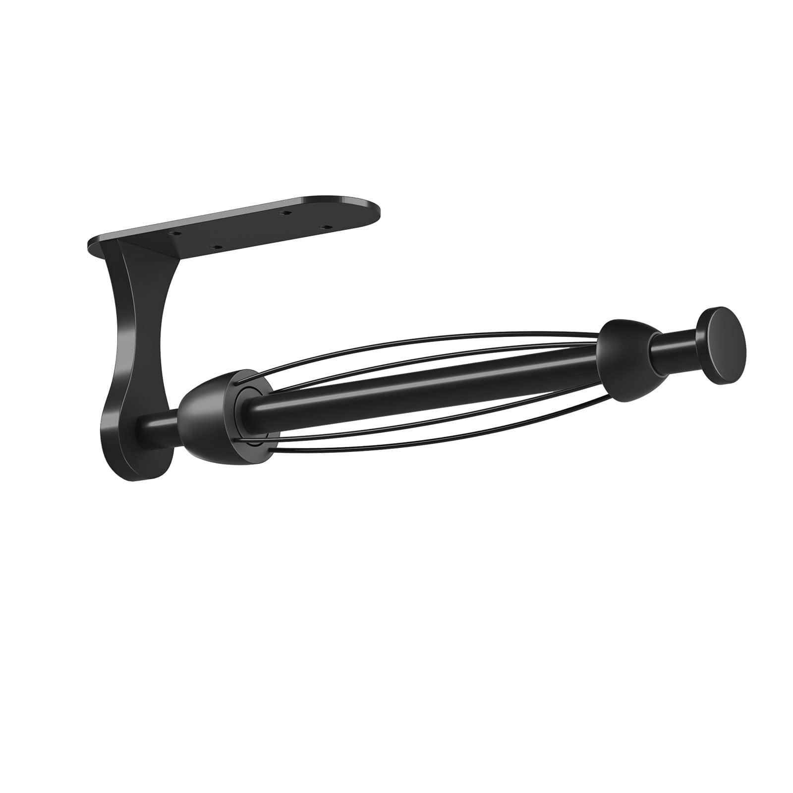 Stainless Steel Under Cabinet Paper Towel Holder - One-Handed Tear, Wall Mount & Adhesive Mounting Options - Black Kitchen & Bathroom Paper Roll Holder with Ratchet Mechanism - Perfect for Farmhouse, RV, Office & Home Decor Essentials