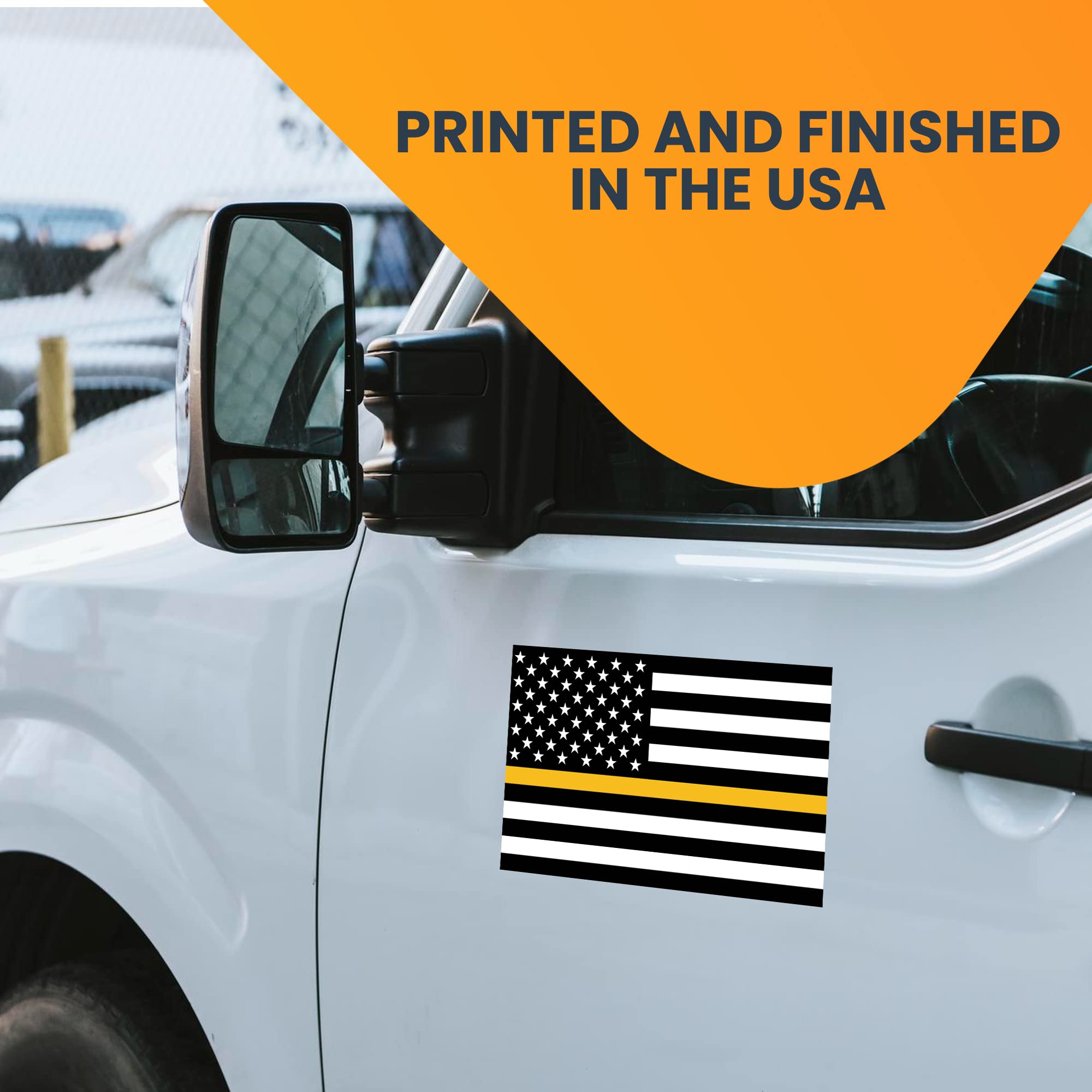 5x8 Inch Thin Gold Line American Flag Car Magnet - Heavy Duty Decal for Truck, SUV, Vehicles | Gold & White Design | Supports Emergency Services Dispatchers | Perfect for Road Trips, Patriotic Displays & First Responder Appreciation