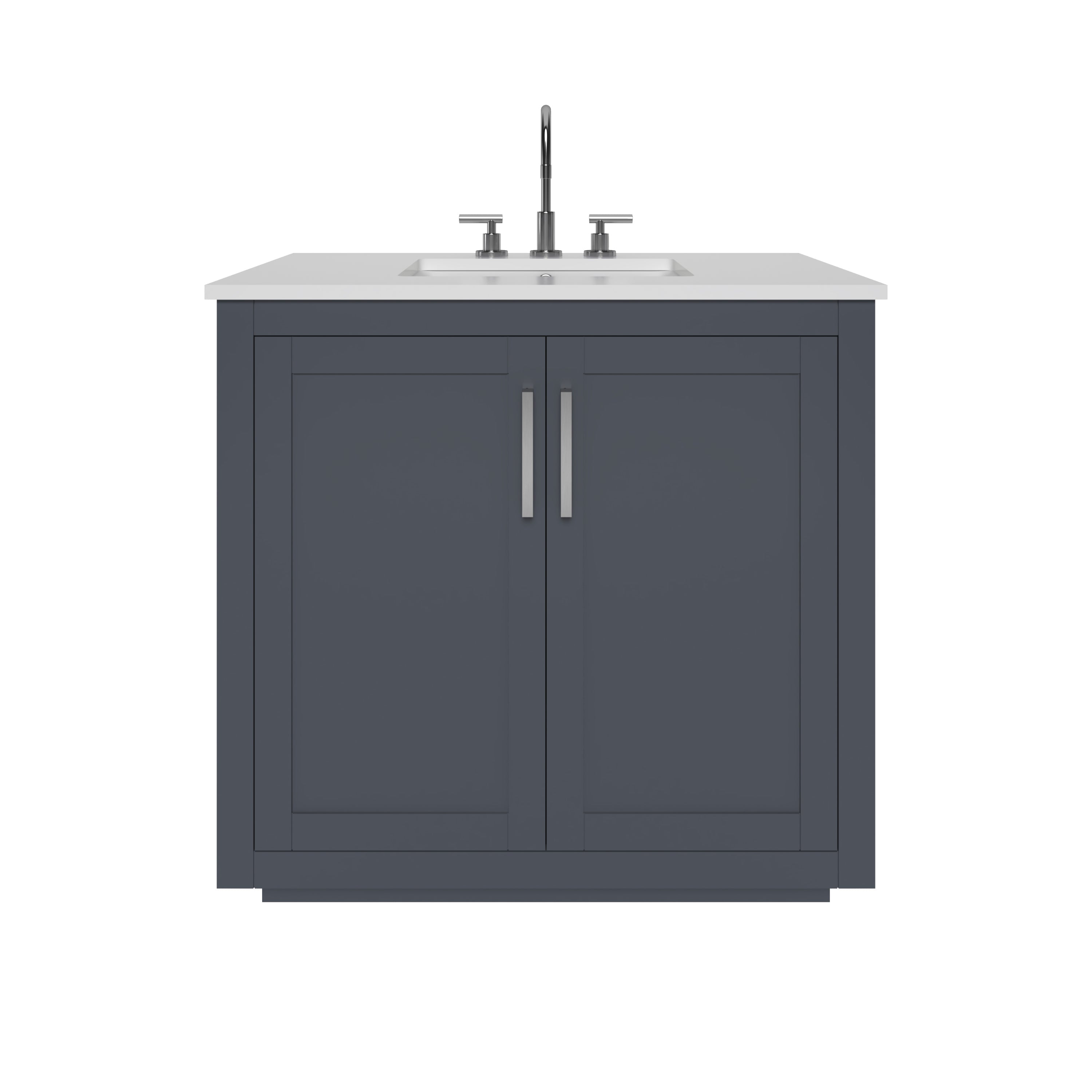 35.5 Inch Modern Grey Bathroom Vanity Cabinet - Nearmé Miami Freestanding Storage for Small Bathrooms | Perfect for Master Bath, Powder Room & Apartment Renovations