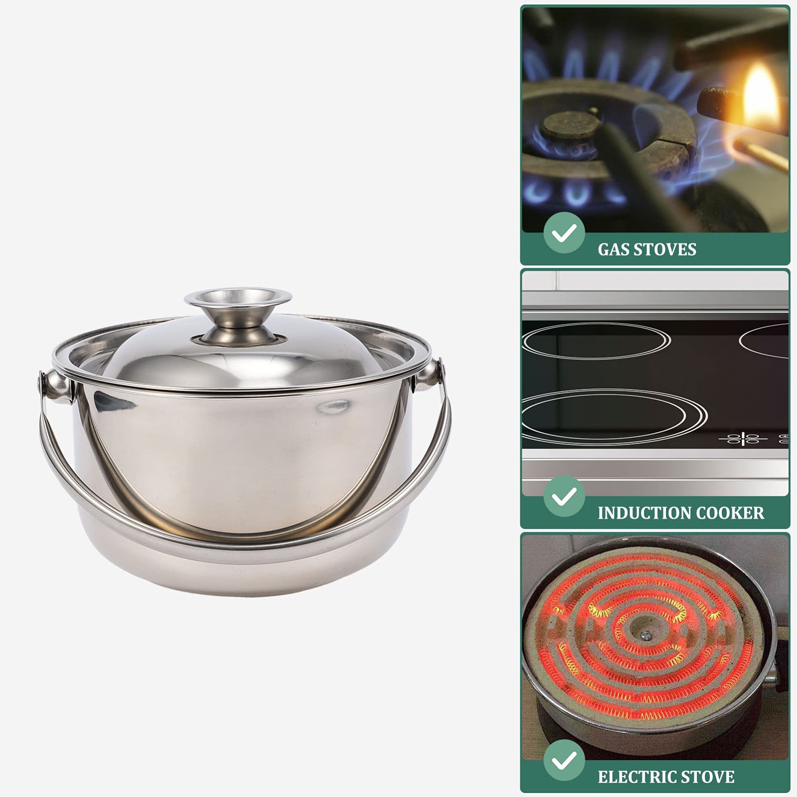 Stainless Steel Covered Stock Pot with Lid - 5QT Soup Pot, Steamer & Pasta Cooking Pot for Hot Pot, Stews, Soups & Milk Warming - Ideal for Home Kitchen & Restaurant Use